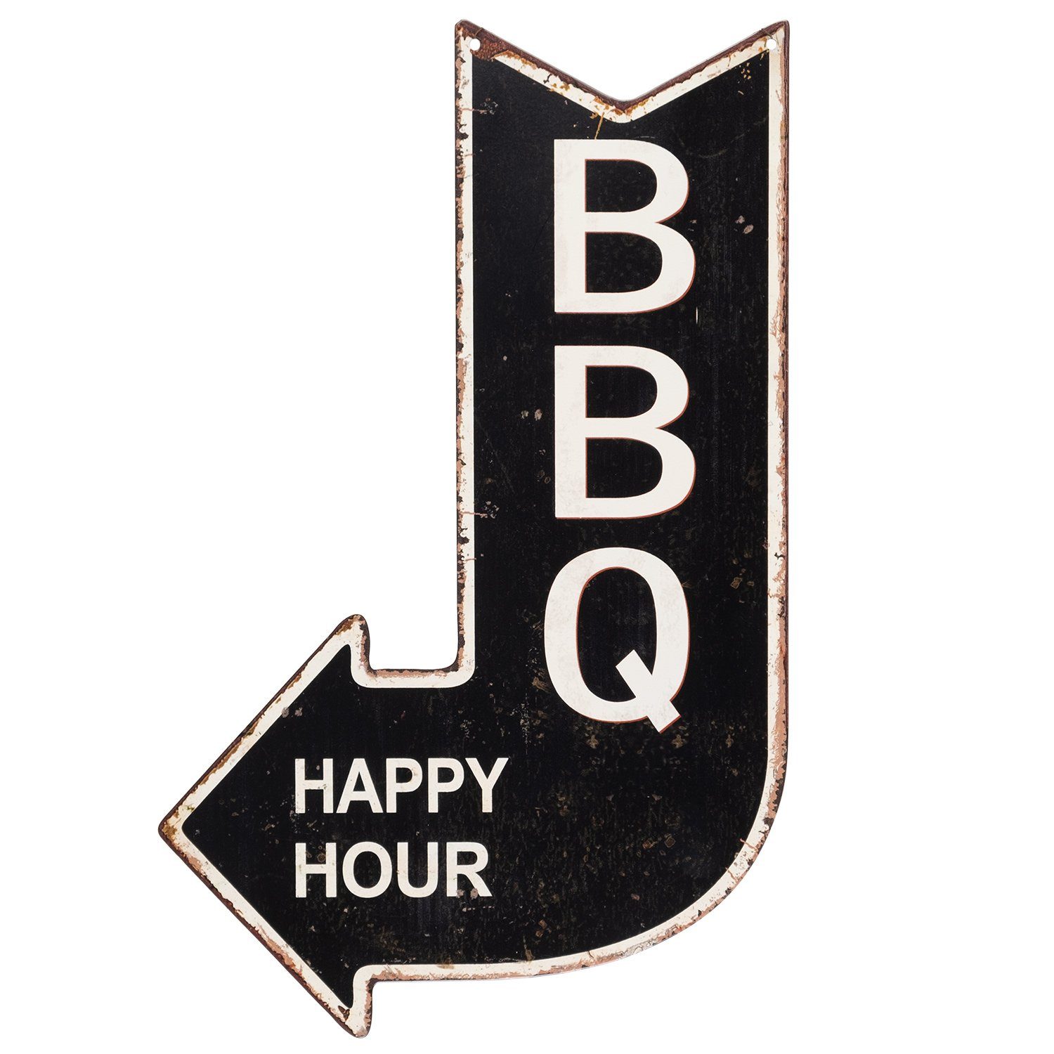 Metallschild Blechschild Schild BBQ Happy Hour schwarz