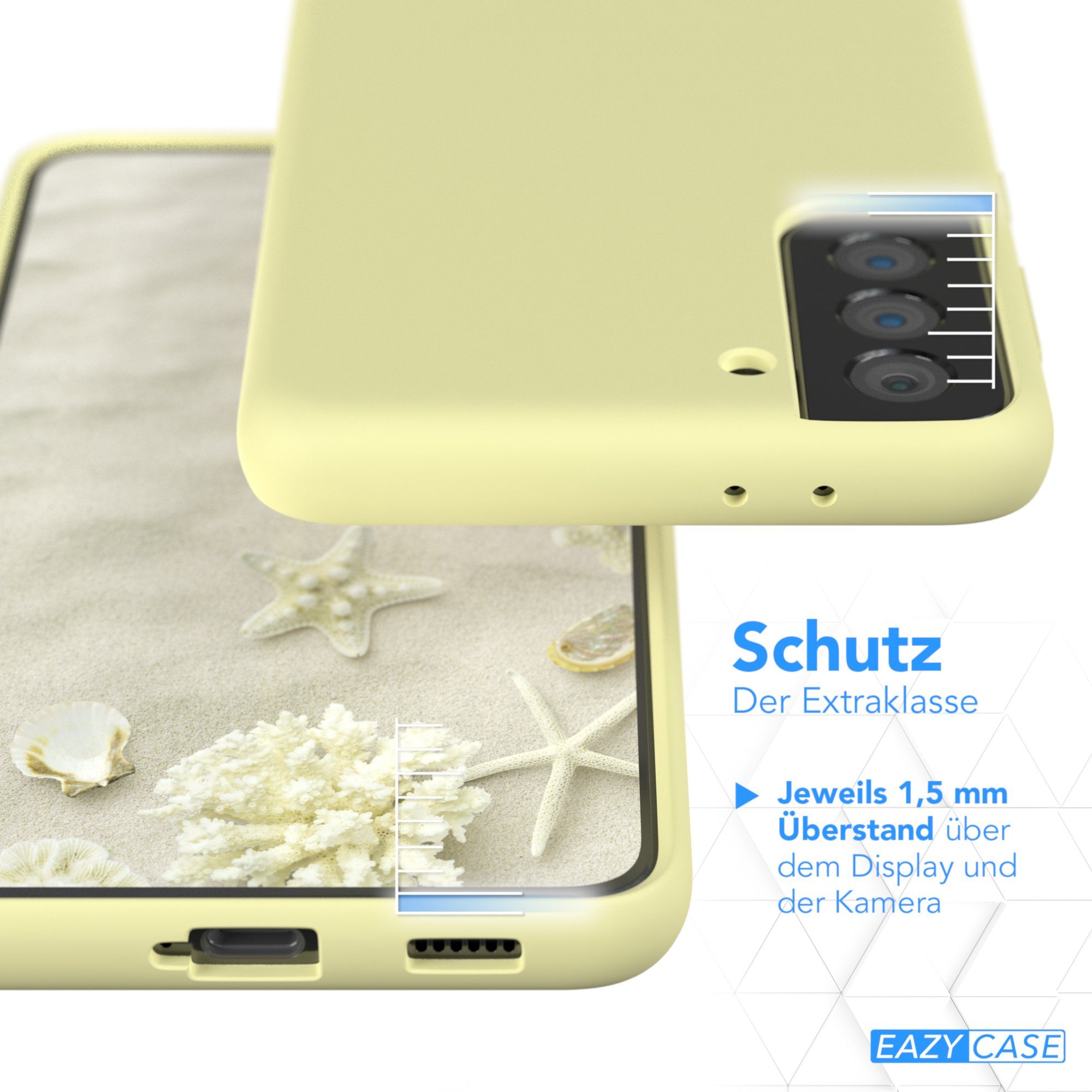 EAZY CASE Handyhülle Premium Silikon Case für Samsung Galaxy S21 Plus 6,7 Zoll, Slimcover Handy Softcase Silikon Schutzhülle mit Kameraschutz Gelb