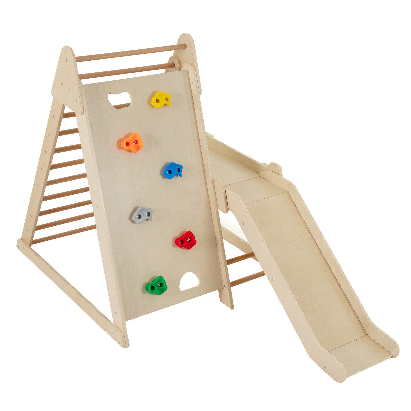 COSTWAY Klettergerüst, 3-in-1 Dschungelturngerät für Kleinkinder mit Rutsche