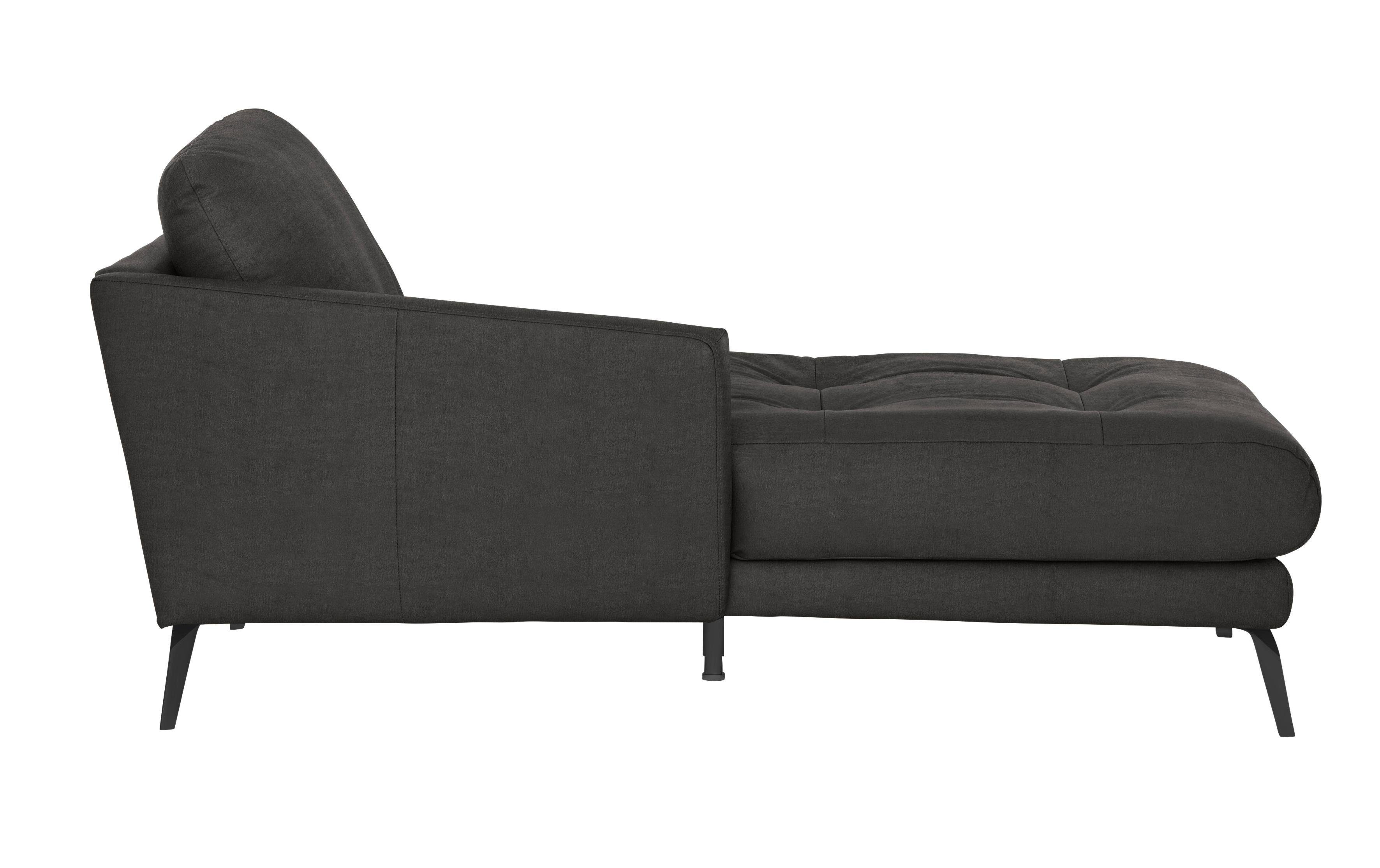 W.SCHILLIG Chaiselongue dekorativer im Heftung Füße mit softy, pulverbeschichtet Sitz, schwarz