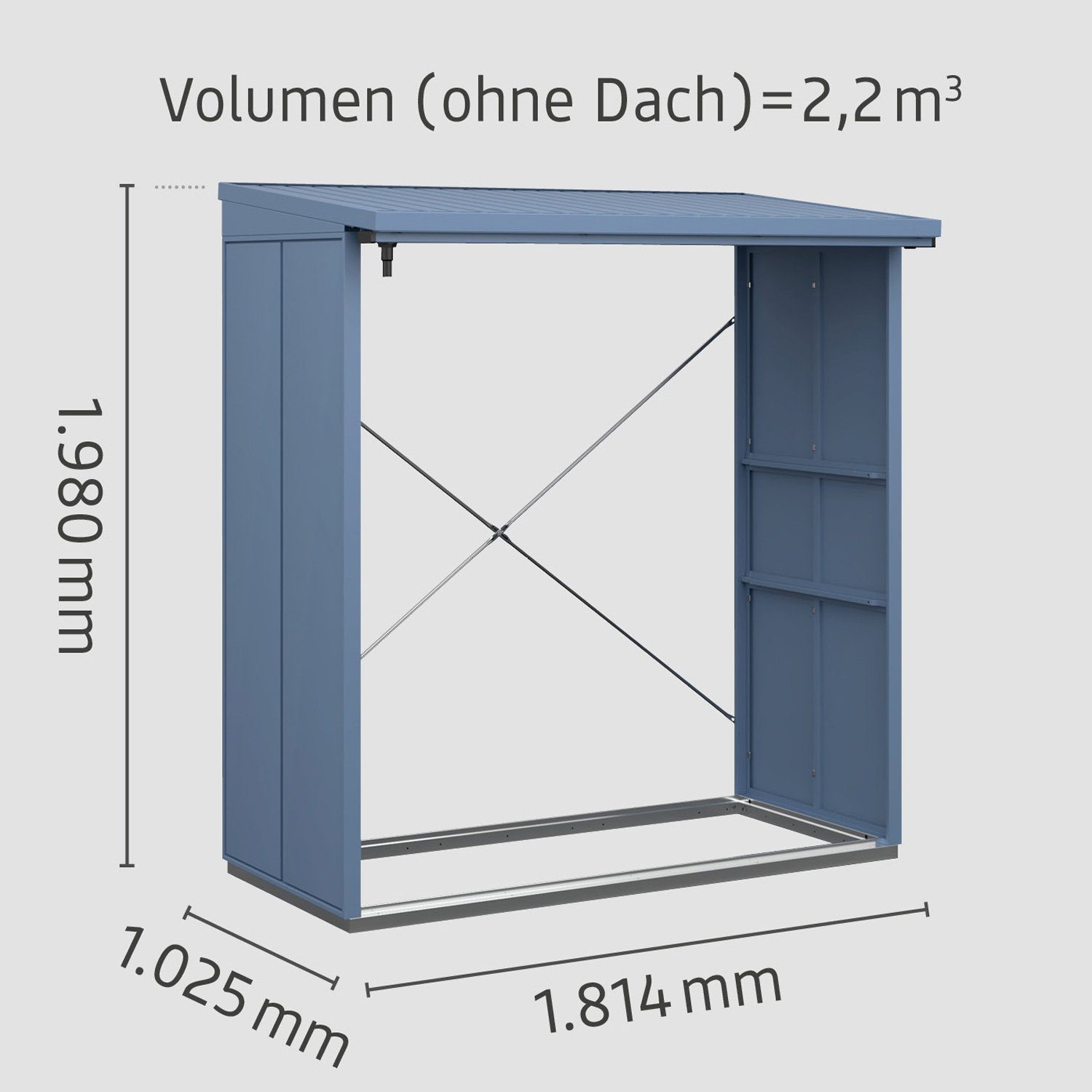 Hörmann Ecostar Kaminholzregal Elegant Typ 2 aus Metall (181 x 103 x 198 cm (T x B x H), feuerverzinktes Stahlblech