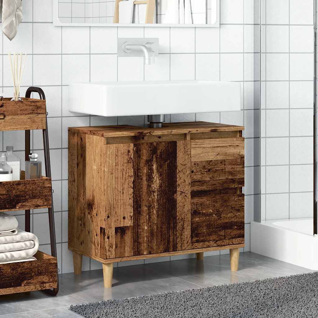 vidaXL Badezimmerspiegelschrank Waschbeckenunterschrank Altholz-Optik 65x33x60 cm Holzwerkstoff (1-St)