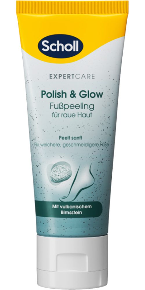 Scholl Fußcreme ExpertCare, Fußpeeling Polish & Glow mit vulkanischem Bimsstein