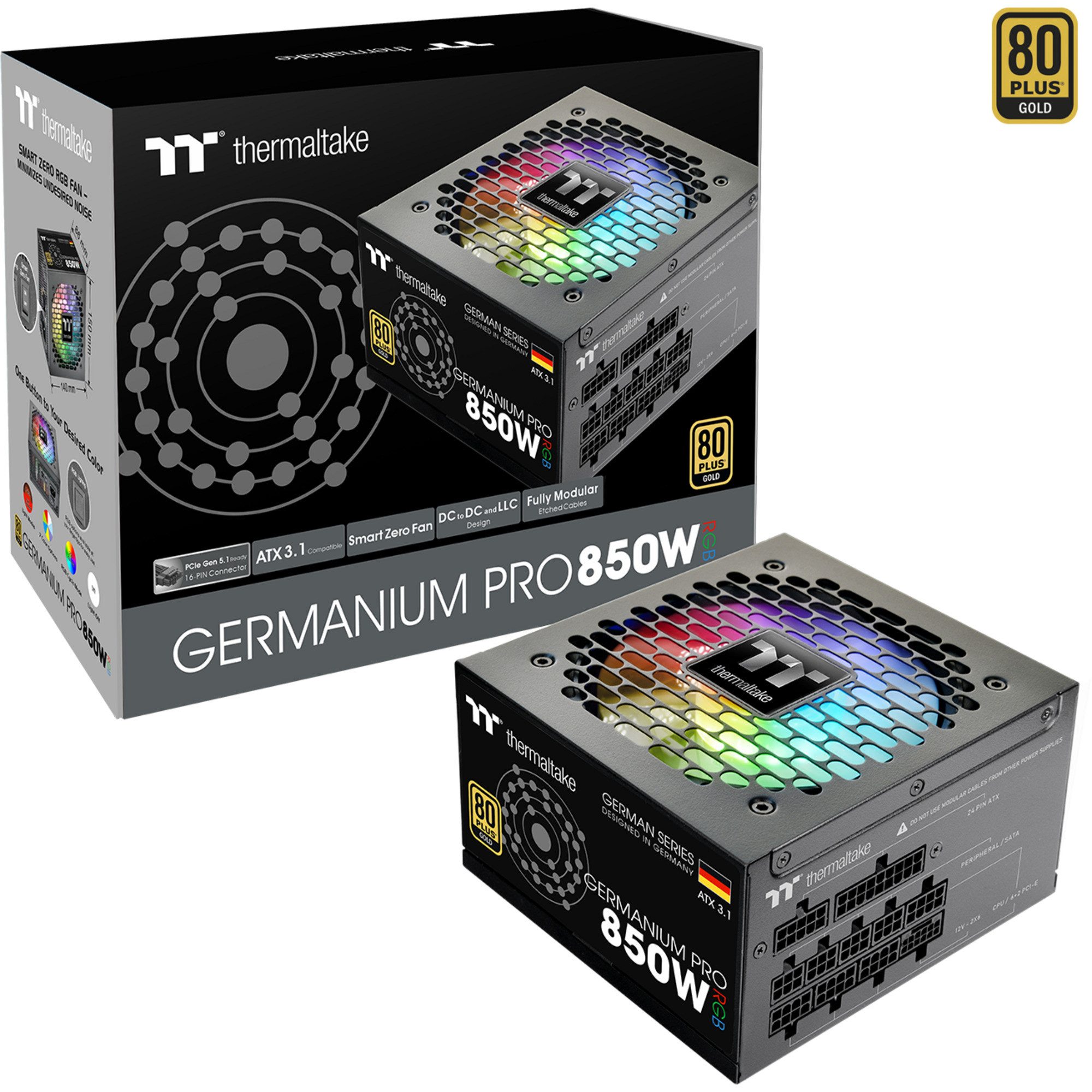 Thermaltake Thermaltake Germanium Pro RGB 850W, PC-Netzteil, PC-Netzteil (80 PLUS Gold)