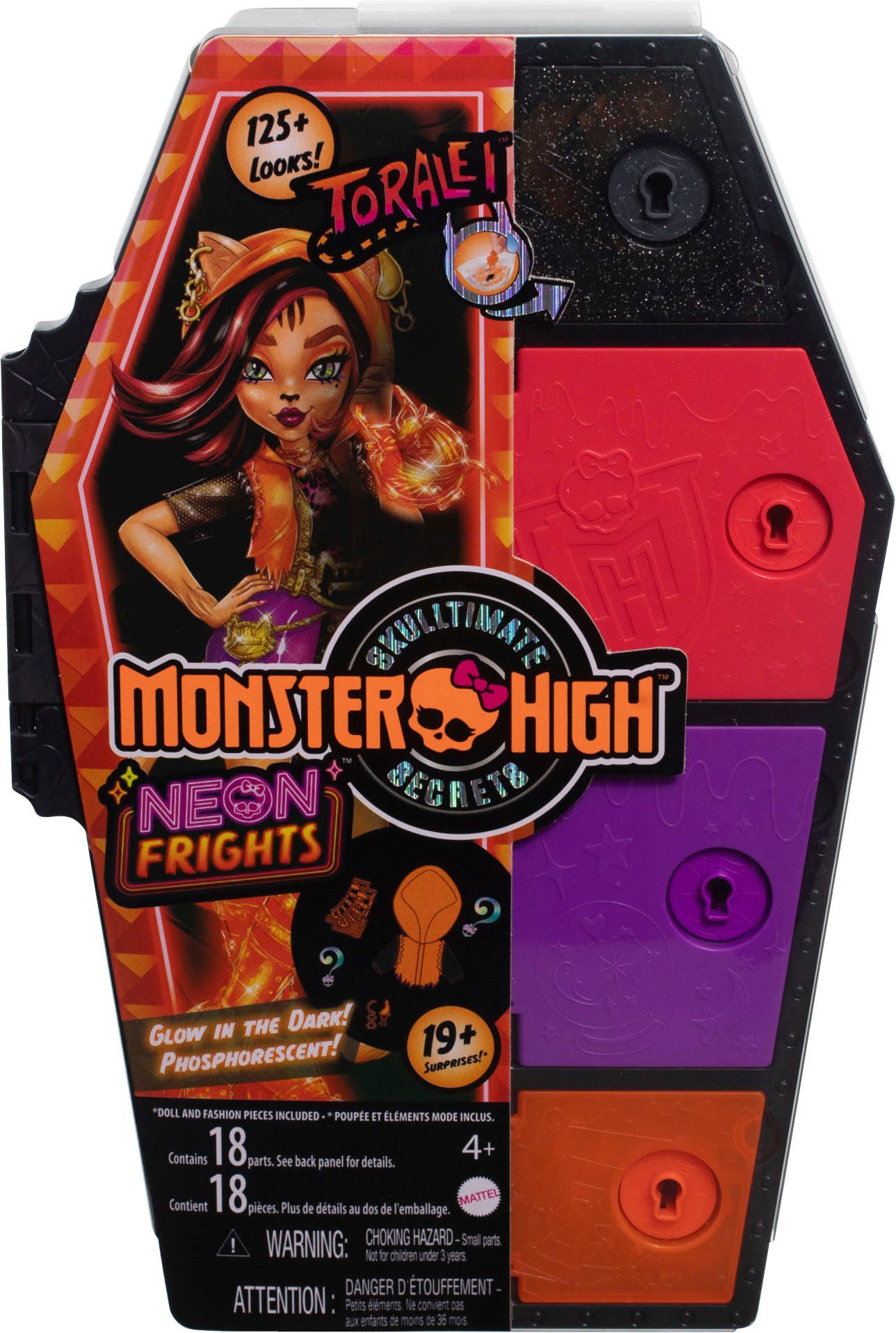 Anziehpuppe Mattel® High, Stripe Toralei Skulltimate Monster Neon Frights Secrets: