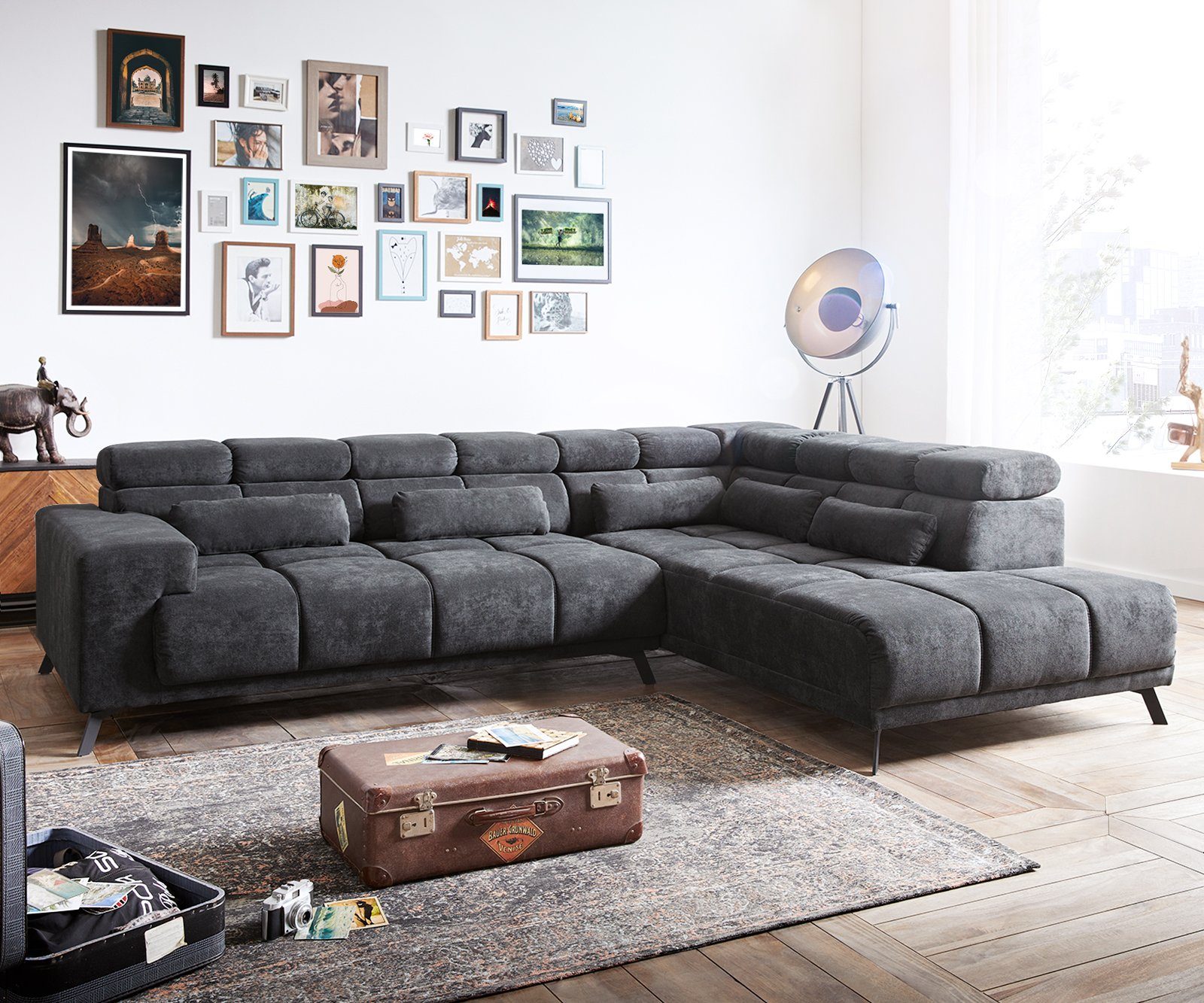 DELIFE Ecksofa Catan, Mikrofaser Anthrazit 295x230 günstig online kaufen
