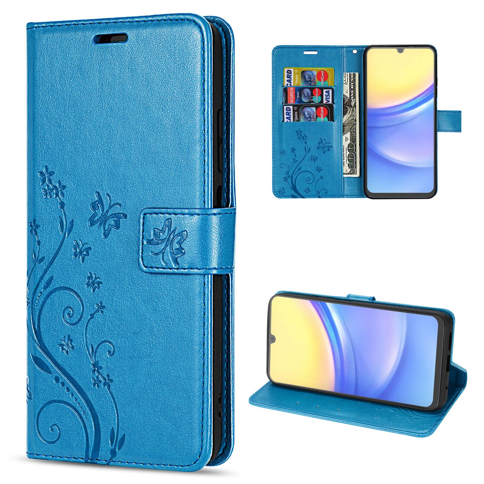 betterfon Handyhülle Handytasche für Samsung Galaxy A15 Schutzhülle Klapphülle, Bookstyle-Hülle: Magnetverschluss 3 Kartenfächer & Standfunktion