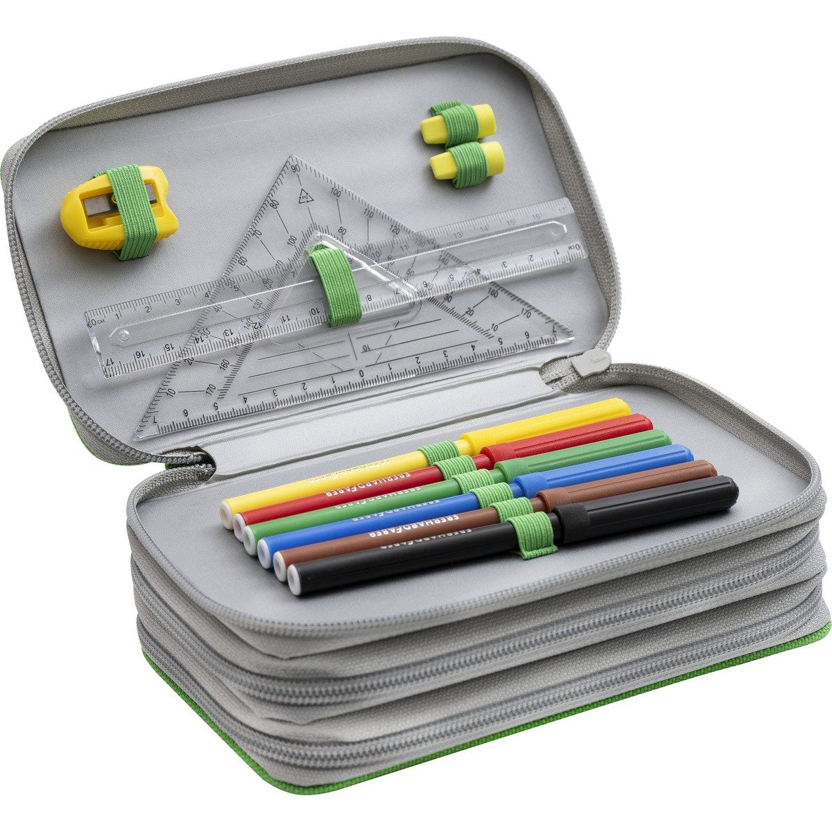 Eberhard Faber Federtasche EBERHARD FABER Schüleretui Triple Decker Fußball gefüllt 36 Teile