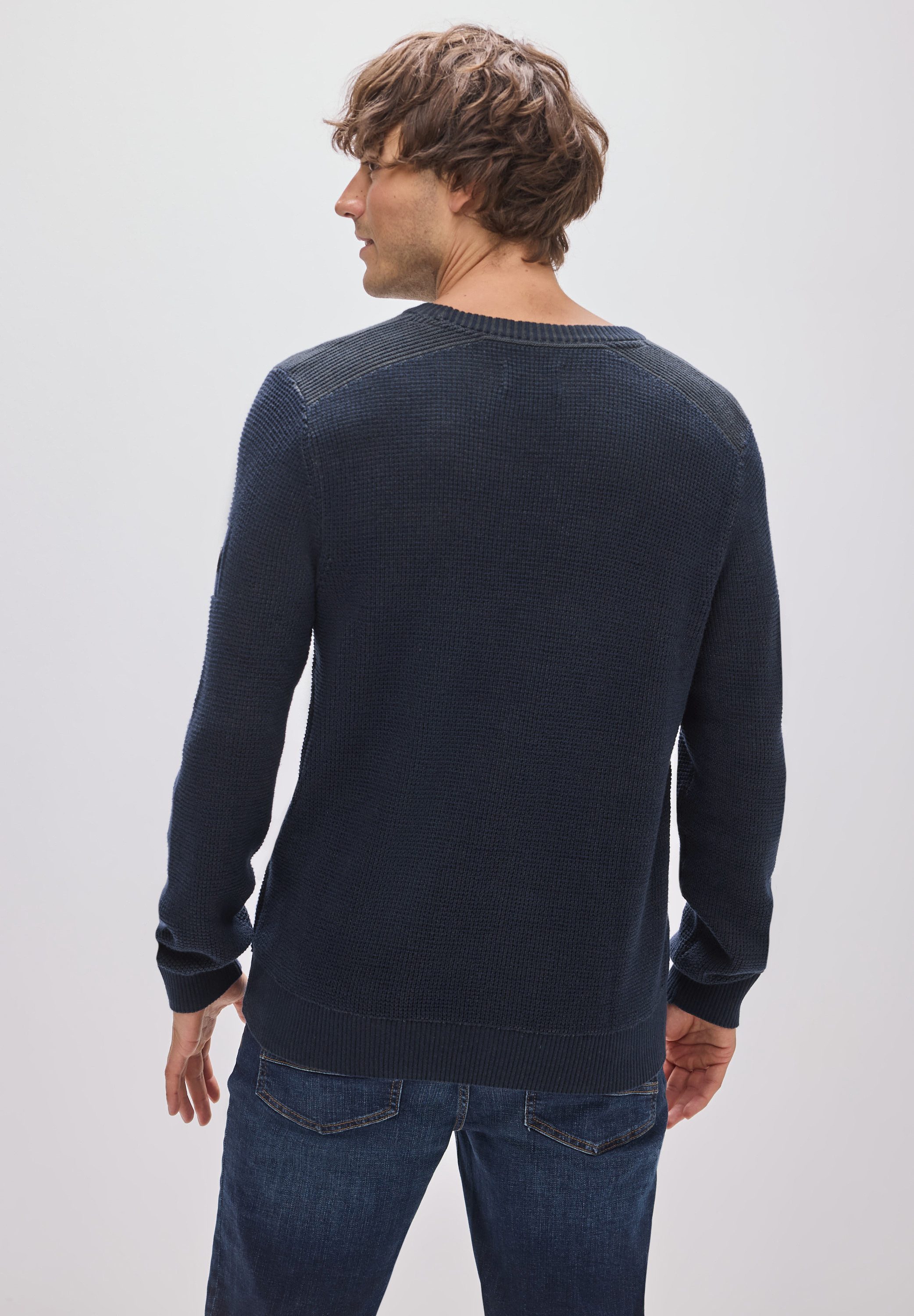 STREET ONE MEN Rundhalspullover Feinstrick