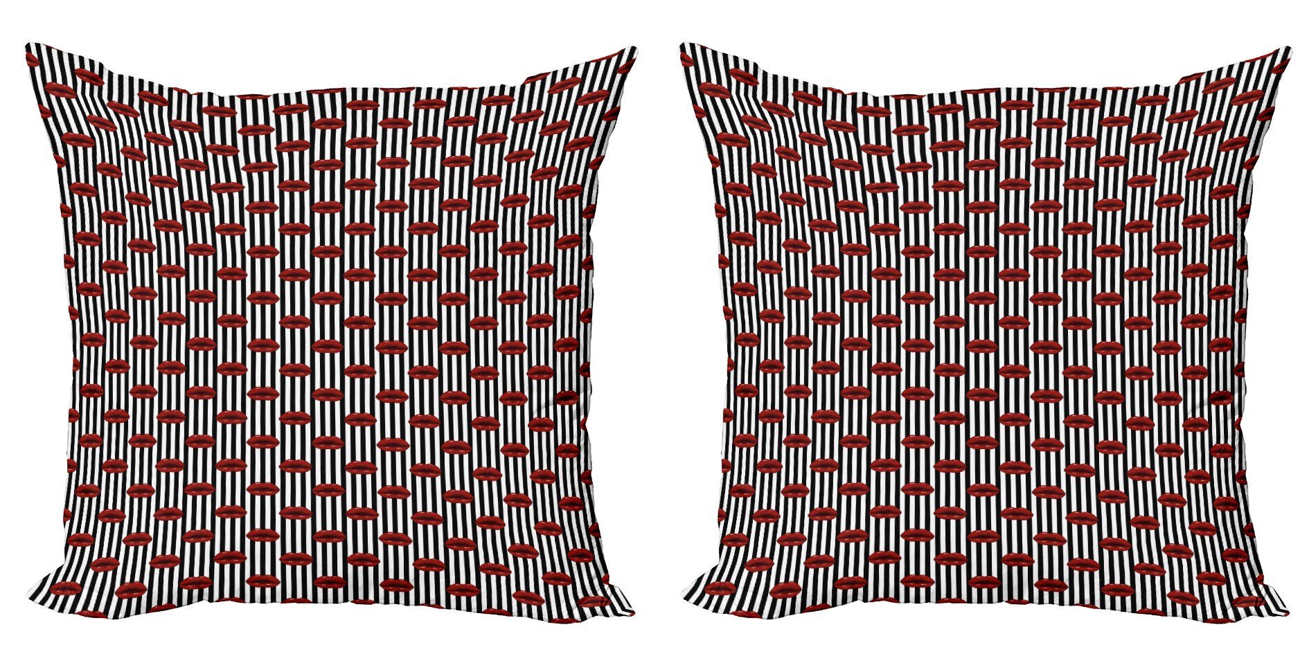 Kissenbezüge Modern Accent Doppelseitiger Digitaldruck, Abakuhaus (2 Stück), abstrakte Frauen Streifen und Lippen