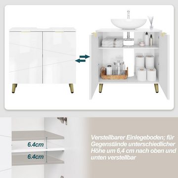 EUGAD Waschbeckenunterschrank (1-St) Badezimmerschrank mit 2 Türen, verstellbare Ablage