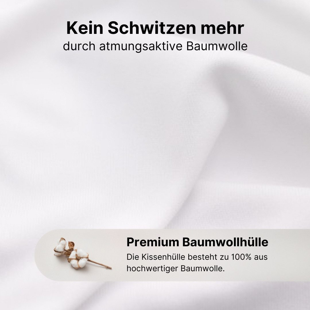 LIVINA HOME Baumwollkissen Premium Kopfkissen, 100% Baumwollbezug, 80x80, 40x80 Kissen, Füllung: Premium-Microfaser, Bezug: 100% Baumwolle, Seitenschläfer, Rückenschläfer, 1 oder 2-tlg., Rückenschläfer, Seitenschläfer, Schlafkissen - Made in Germany