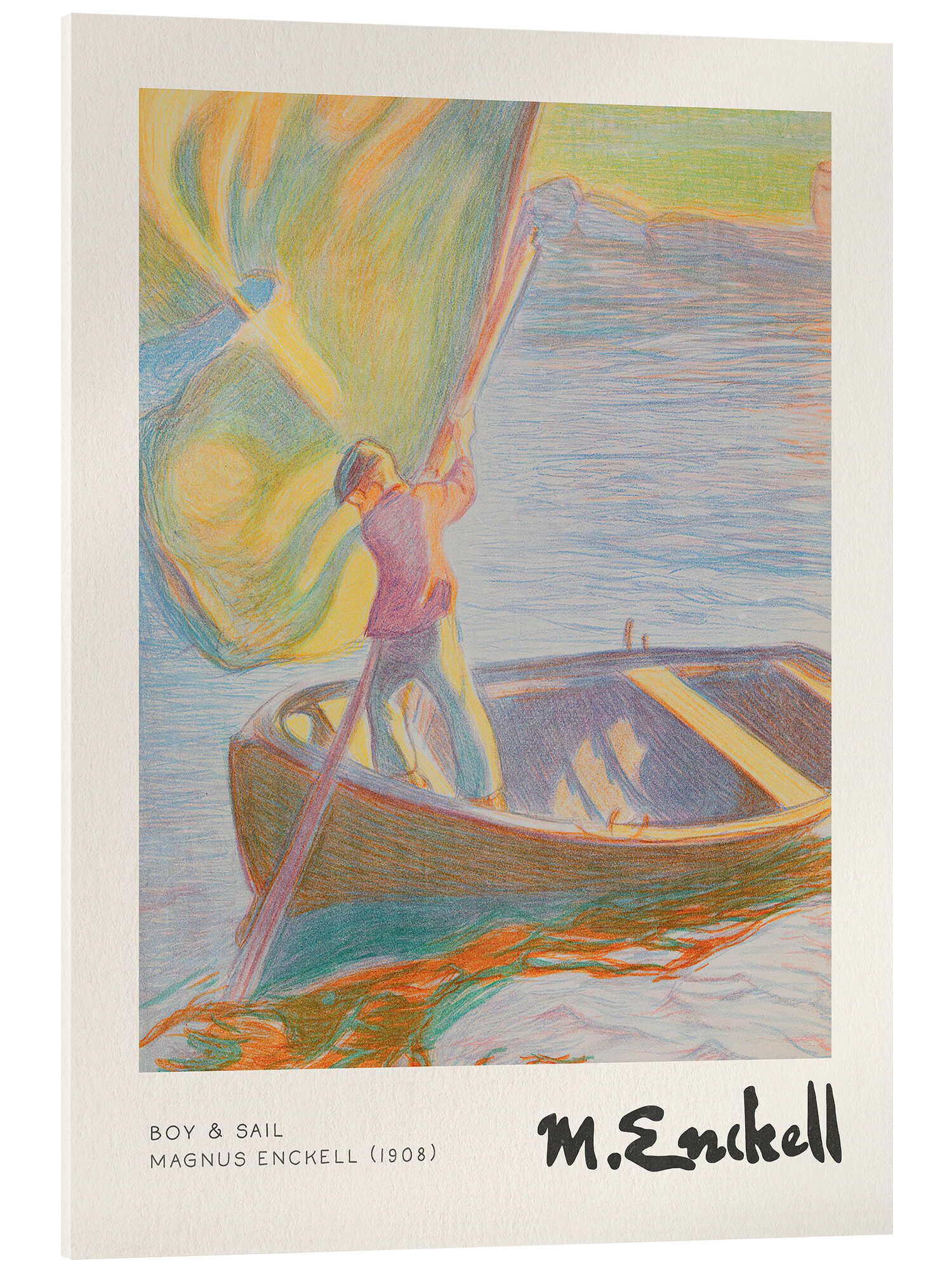 Posterlounge Acrylglasbild Magnus Enckell, Boy & Sail, Kinderzimmer Maritim Kindermotive