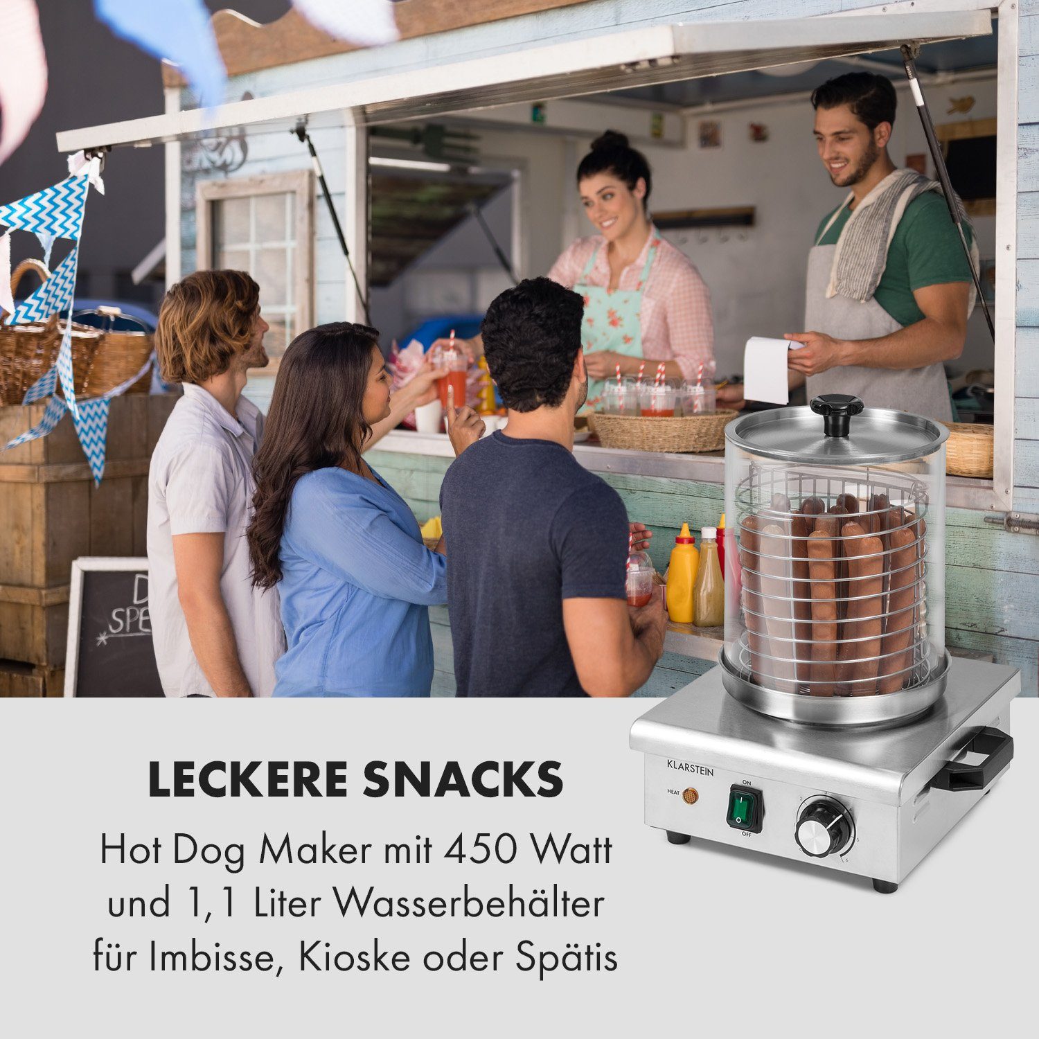 Klarstein Hotdog-Maker Wurstfabrik 450 Hot Dog Maker, 450 W