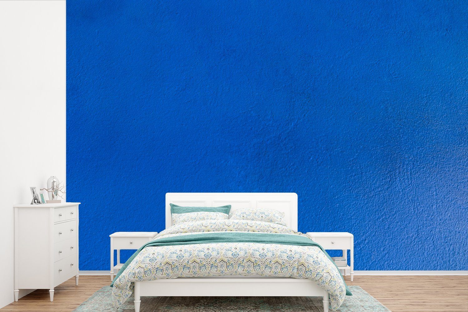 MuchoWow Fototapete Wand - Farbe - Blau, Matt, bedruckt, (6 St), Wallpaper für Wohnzimmer, Schlafzimmer, Kinderzimmer, Vinyl Tapete