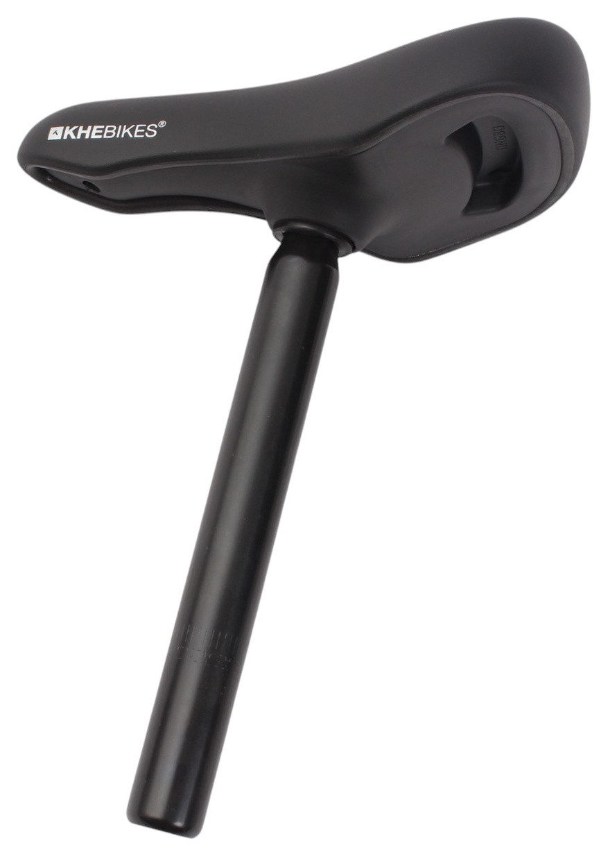 KHEbikes Fahrradsattel KHE BMX Sattelcombo One Piece 27,2 mm Gepolstert Schwarz, mit integrierter 27,2 mm Sattelstütze