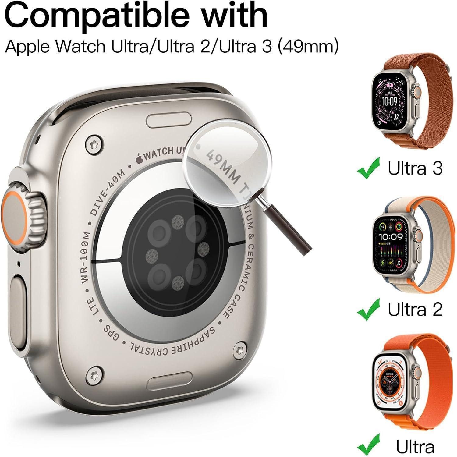 LuxusKollektion Smartwatch-Hülle Hülle mit Displayschutz für Apple Watch Ultra 2/1 49mm Schwarz
