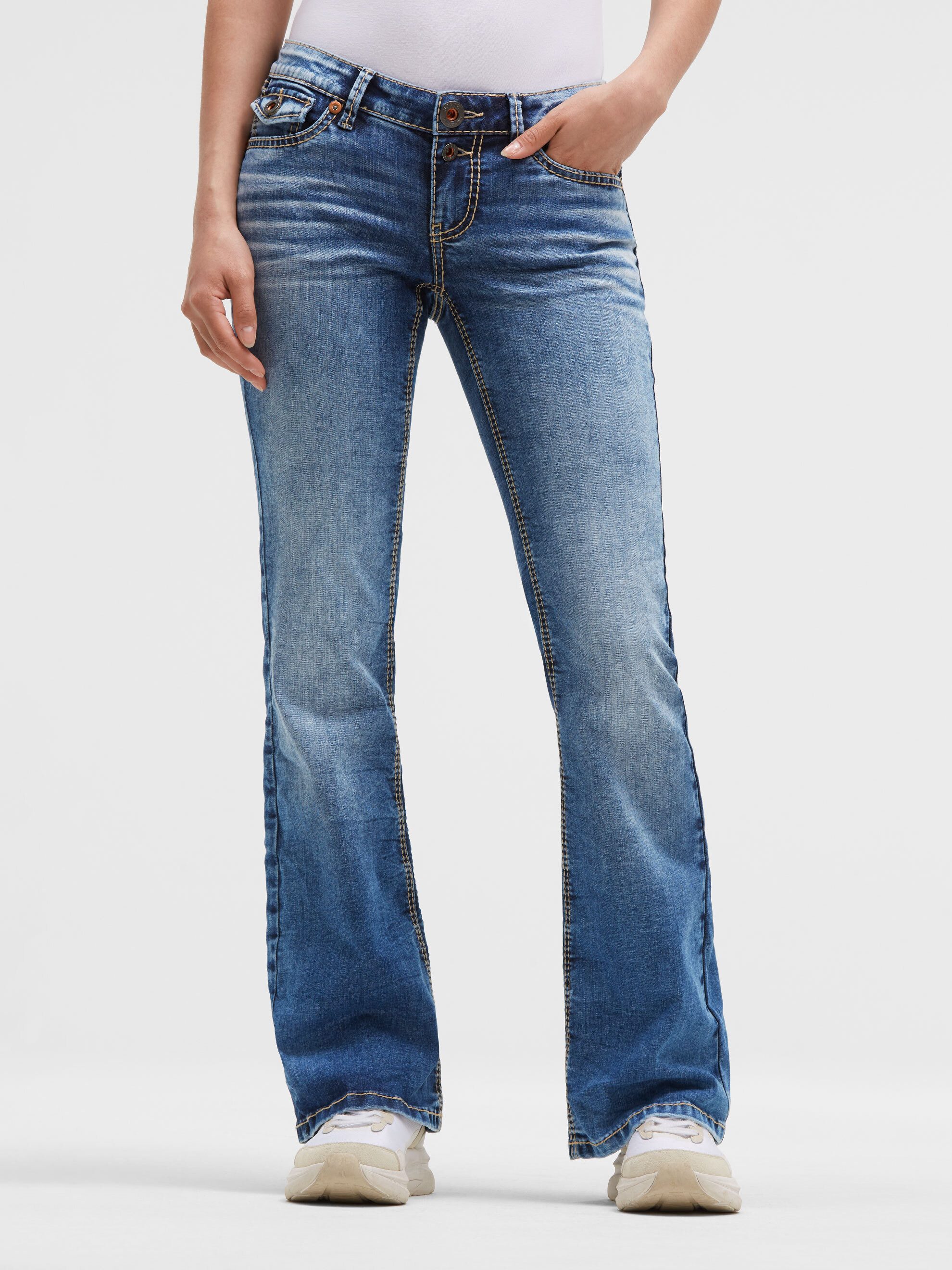 SOCCX Slim-fit-Jeans mit ausgestelltem Bein