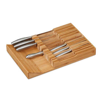 relaxdays Messerblock Messerhalter Schublade für 16 Messer