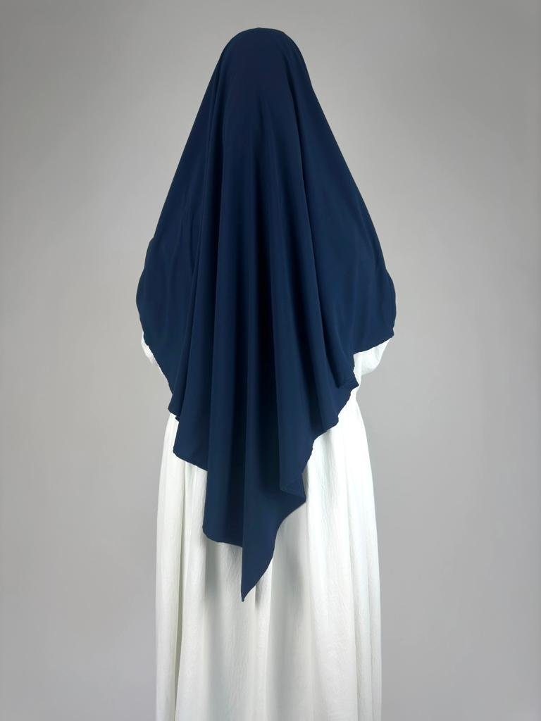 Hiba Seide islamische Einlagiger Medina Seide Khimar Marineblau Kopftuch Medine Aymasal Mode