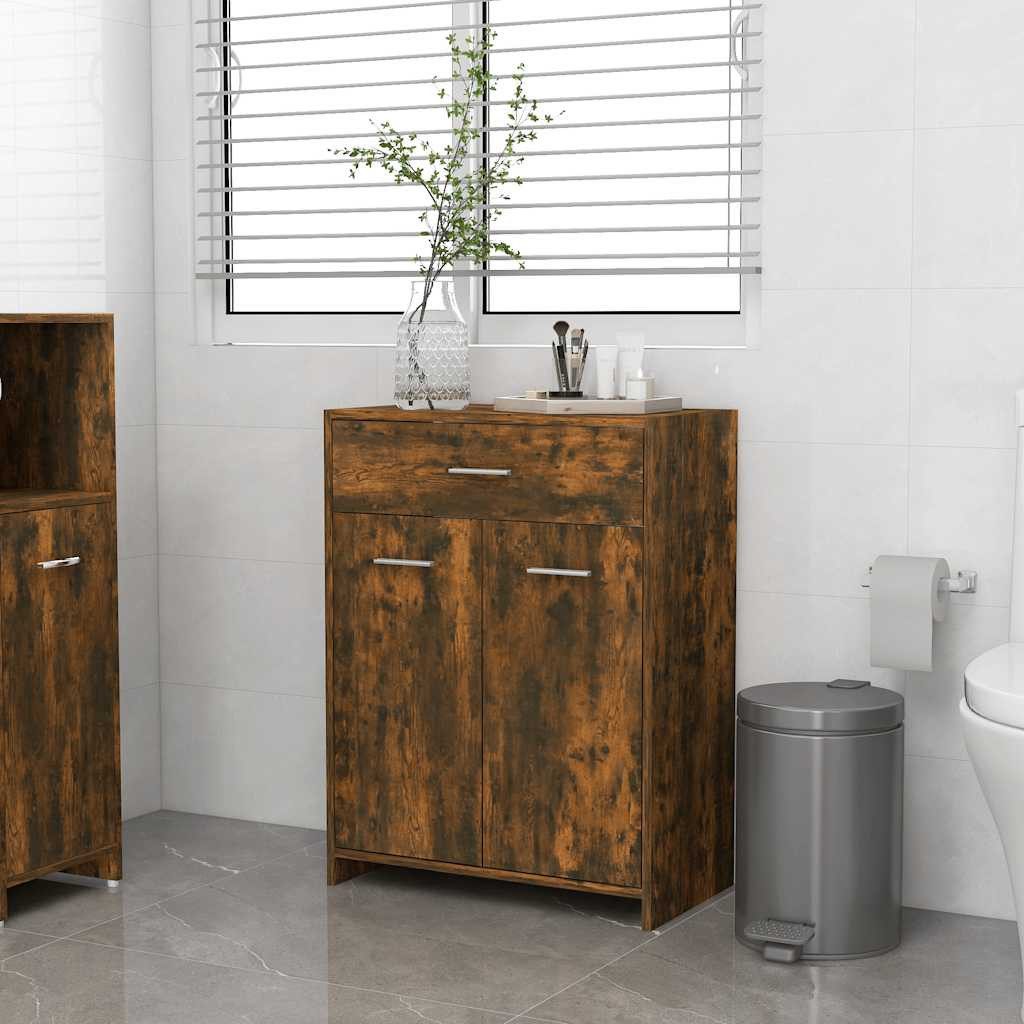 Badkommode Klassischer Badschrank 60 x 33 x 80 cm in Räuchereiche