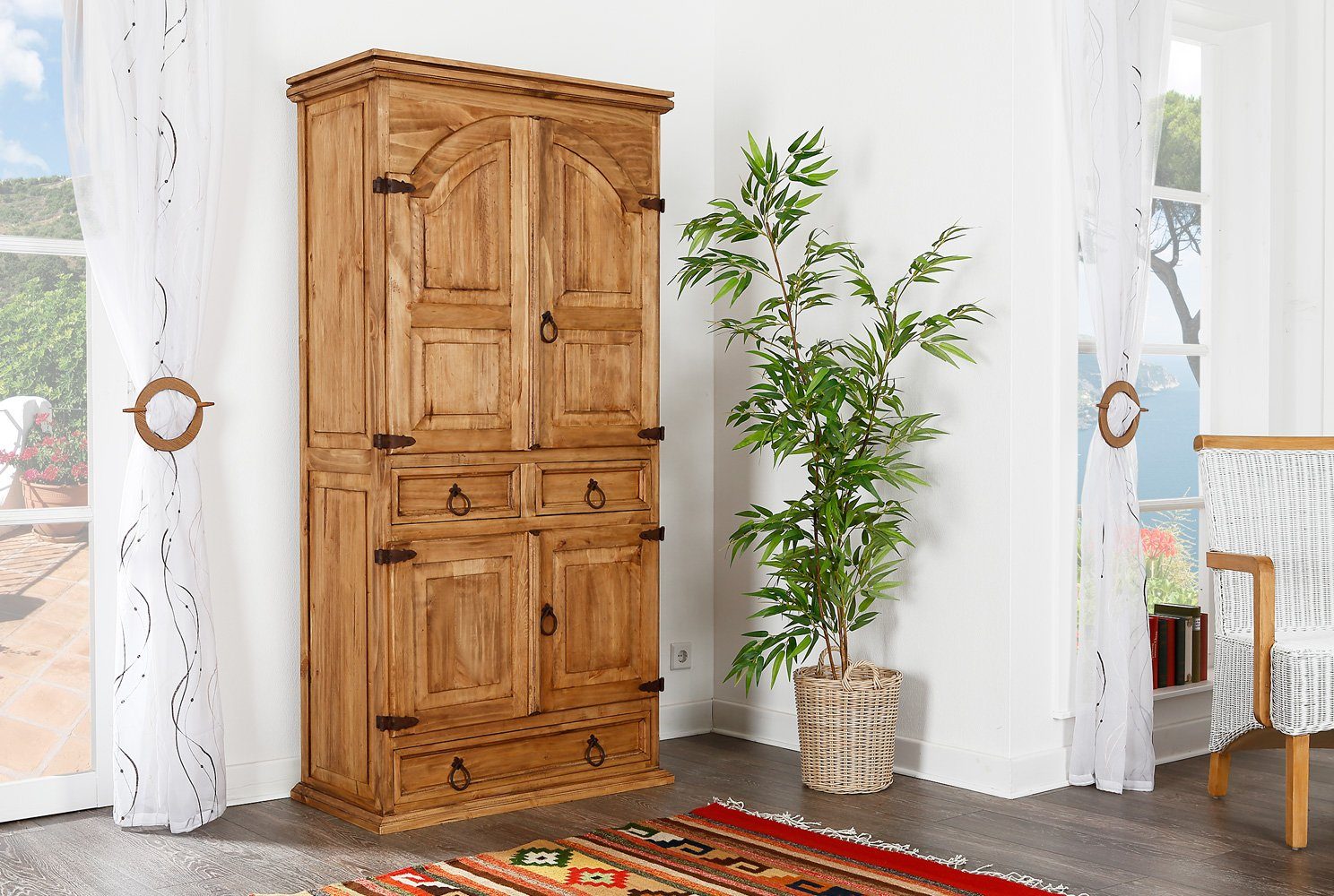 1a Direktimport Bauernschrank Mexico Möbel Wohnzimmerschrank - Pinie Massivholz - Landhausstil