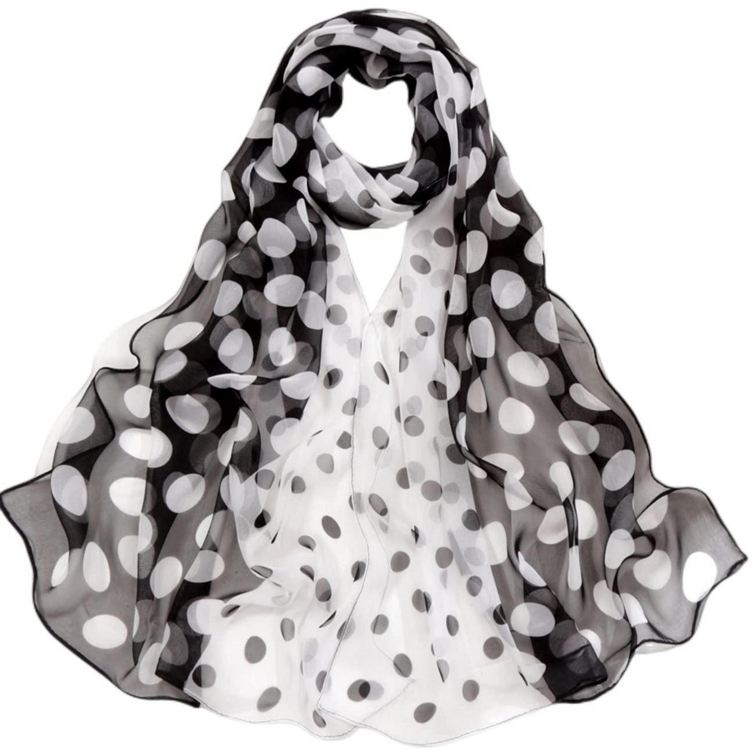 LuxusKollektion Chiffontuch Chiffon Schal Damen bunt Punkte 160x50cm, (1-St)
