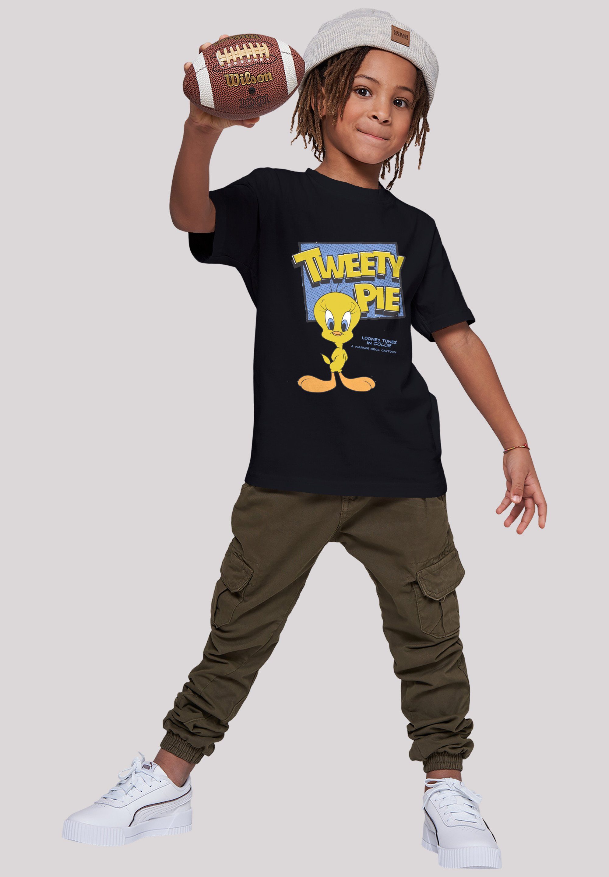 Looney T-Shirt Merch,Jungen,Mädchen,Bedruckt Kinder,Premium Tunes Tweety F4NT4STIC Classic schwarz Pie Unisex