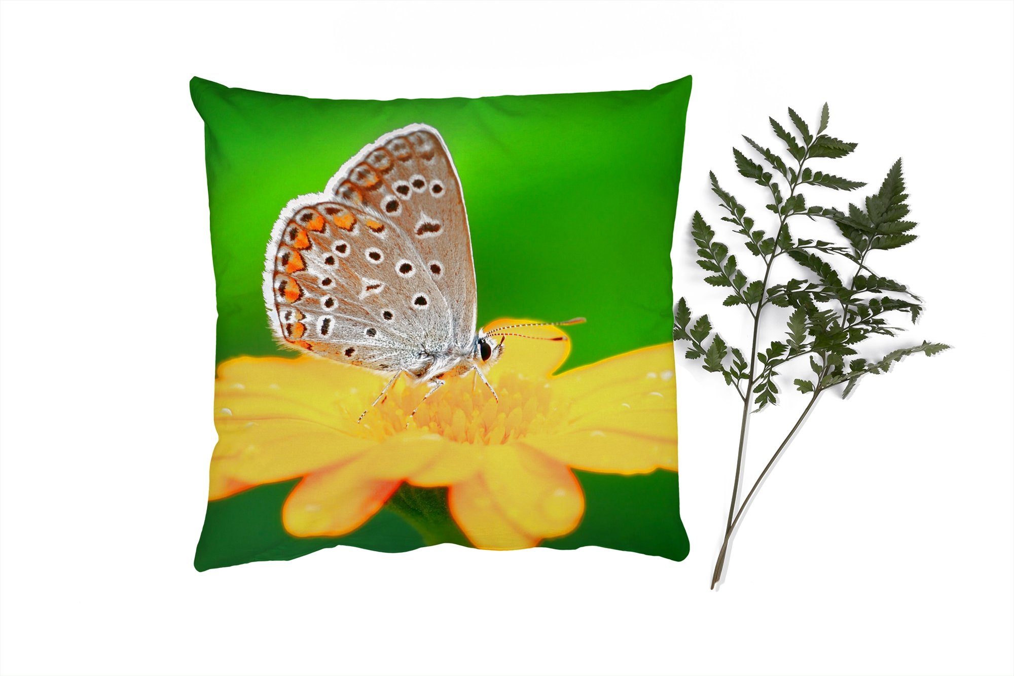 MuchoWow Dekokissen Blumen - Schmetterling - Natur, Zierkissen mit Füllung für Wohzimmer, Schlafzimmer, Deko, Sofakissen | Dekokissen