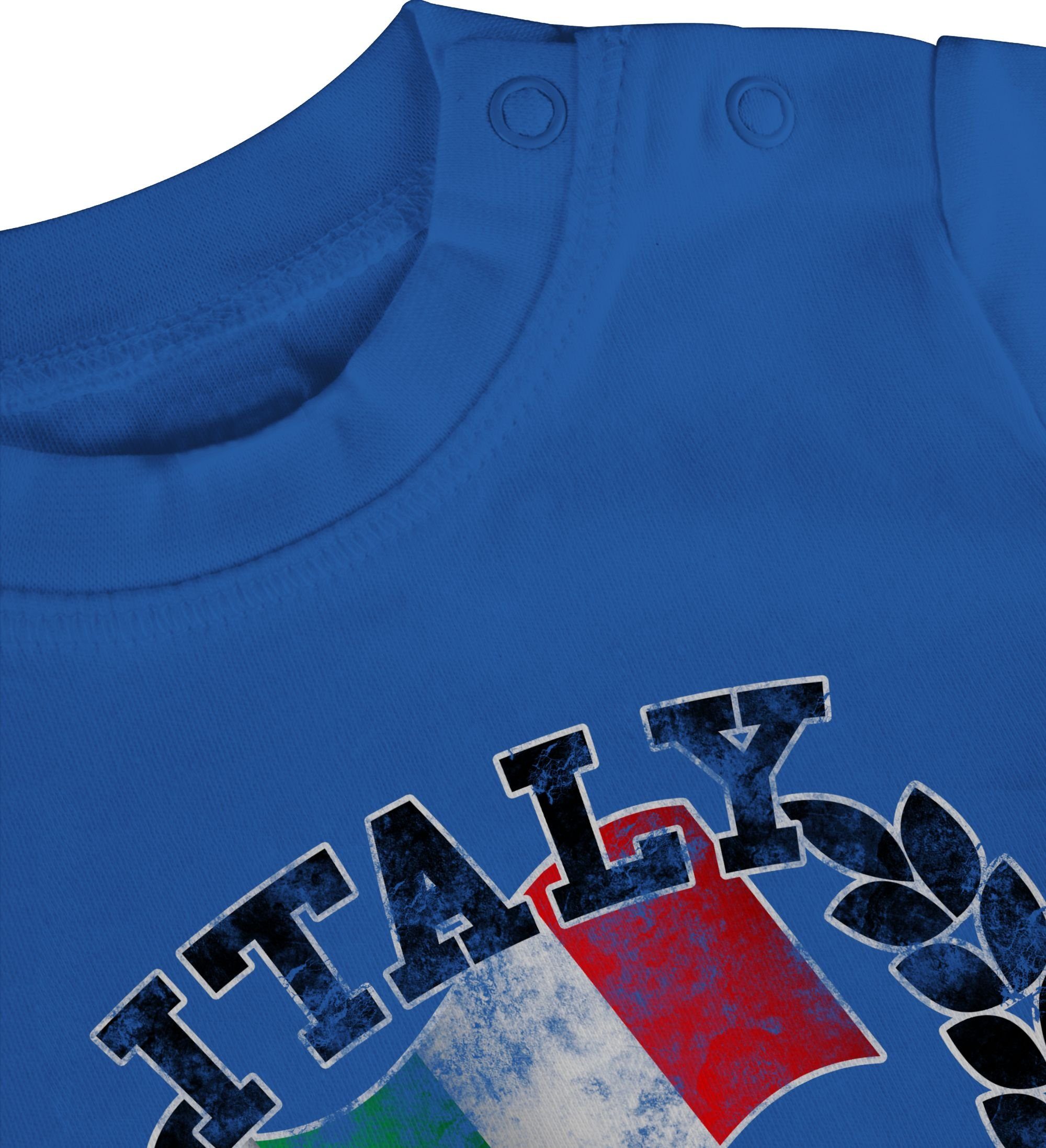 Shirtracer T-Shirt Italy Flagge EM Vintage Fußball Baby & Fussball 2024 Royalblau 1
