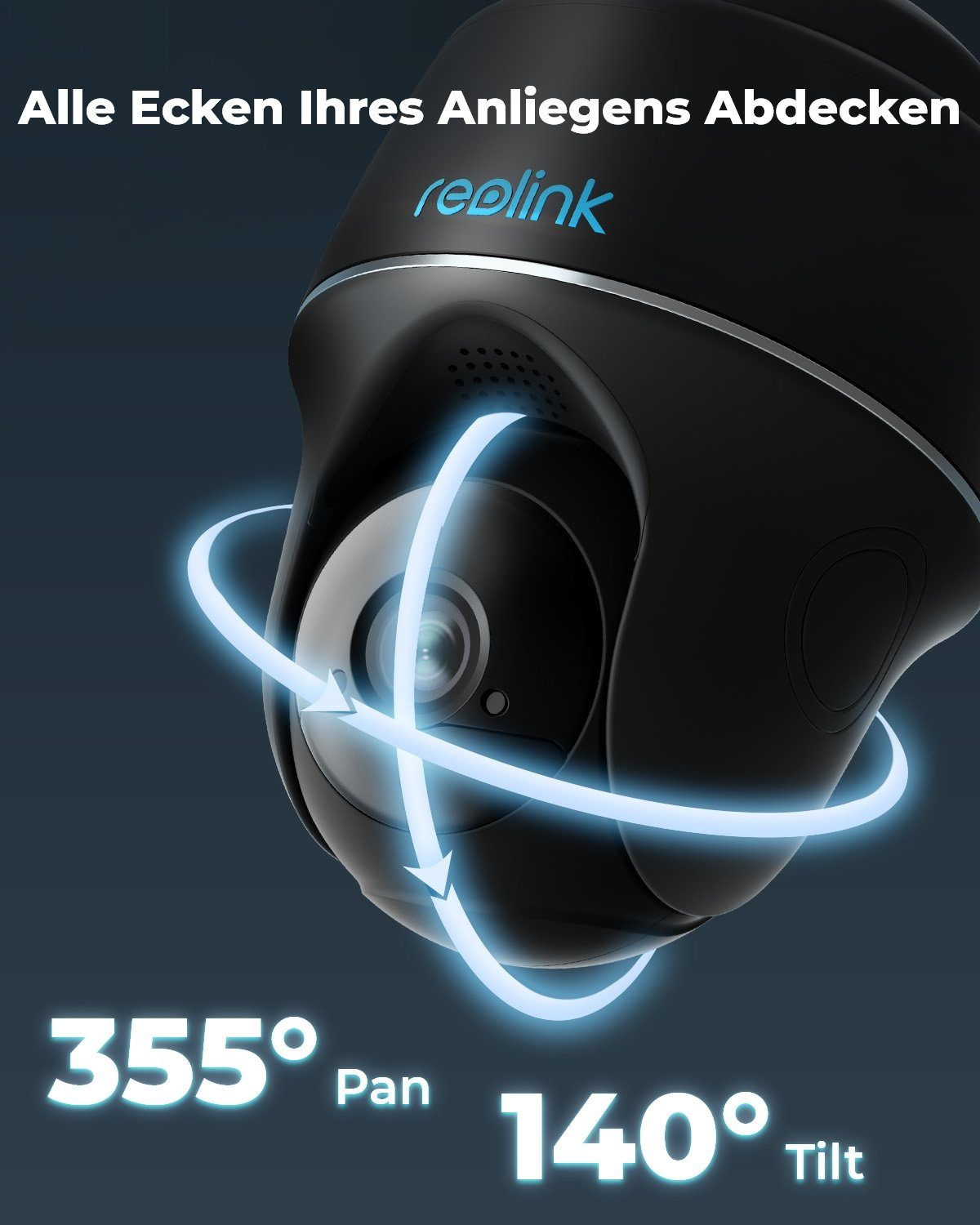 Reolink Überwachungskamera PTCam ProHD 5MP mit Solarpanel, 2,4/5GHz WLAN (Außenbereich, 1-tlg., 2K+,PIR-Erkennung,IR-Nachtsicht,Solarbetrieben,Zwei-Wege-Audio)