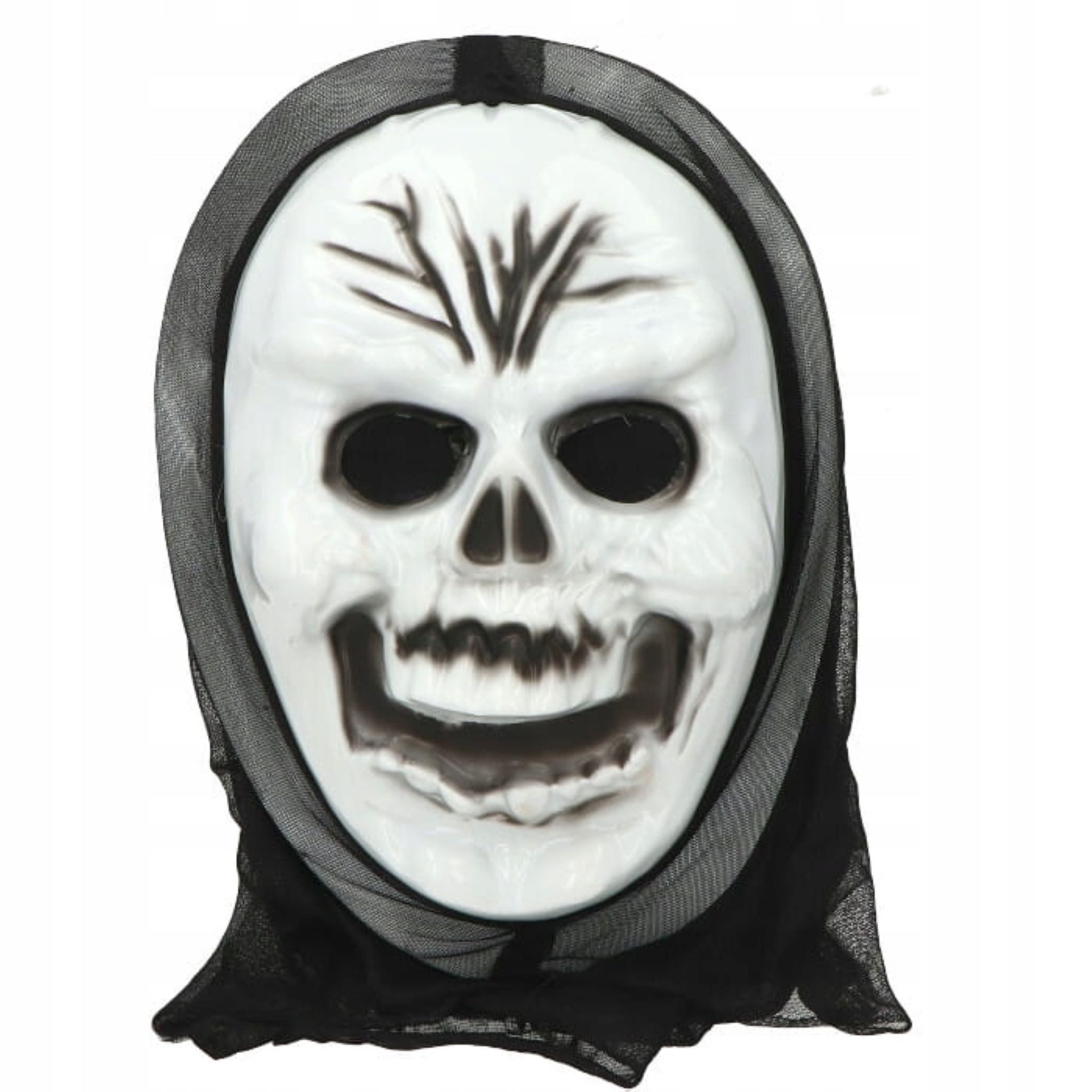 Festivalartikel Kostüm Horrormaske Halloween Skelett, universell, Stoffrückseite, 29x21 cm