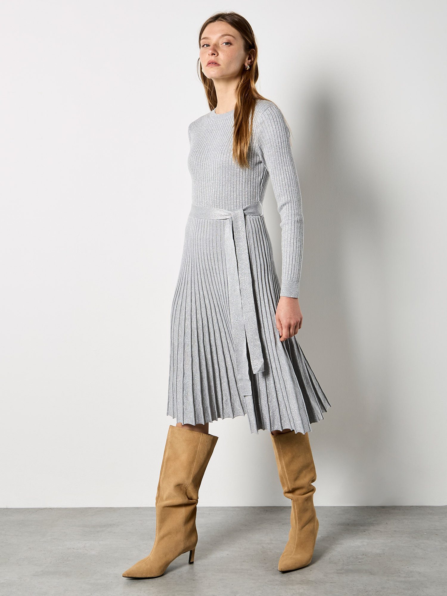 Apricot Strickkleid A-Linienkleid (2-tlg., mit Bindeband) mit Bindeband günstig online kaufen