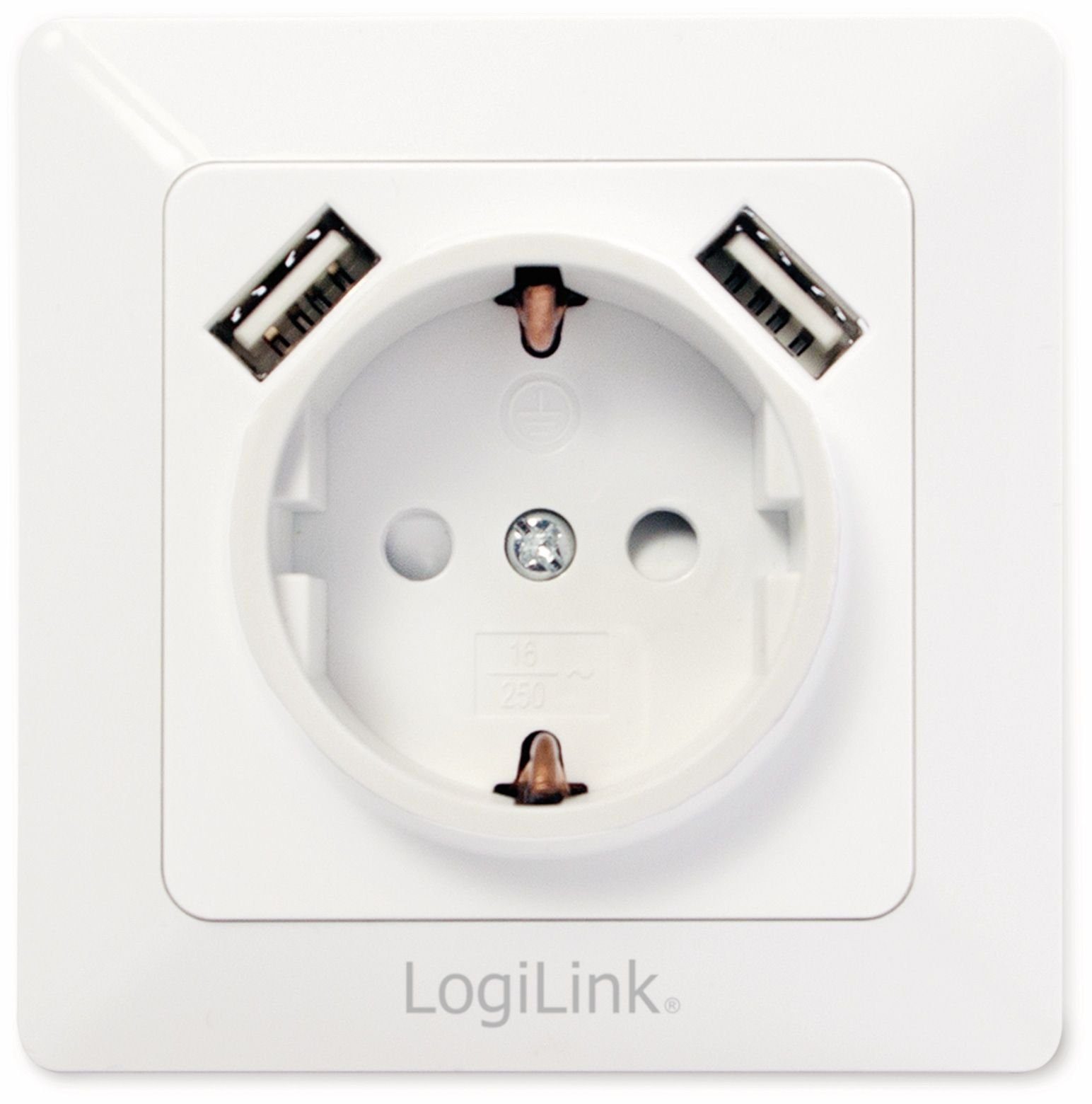 Schalter LOGILINK PA0162, 2x LogiLink USB Schutzkontaktsteckdose