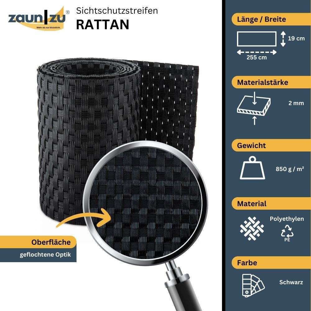 zaunzu Sichtschutzstreifen Rattan Einzelstreifen für Doppelstabmatten günstig online kaufen