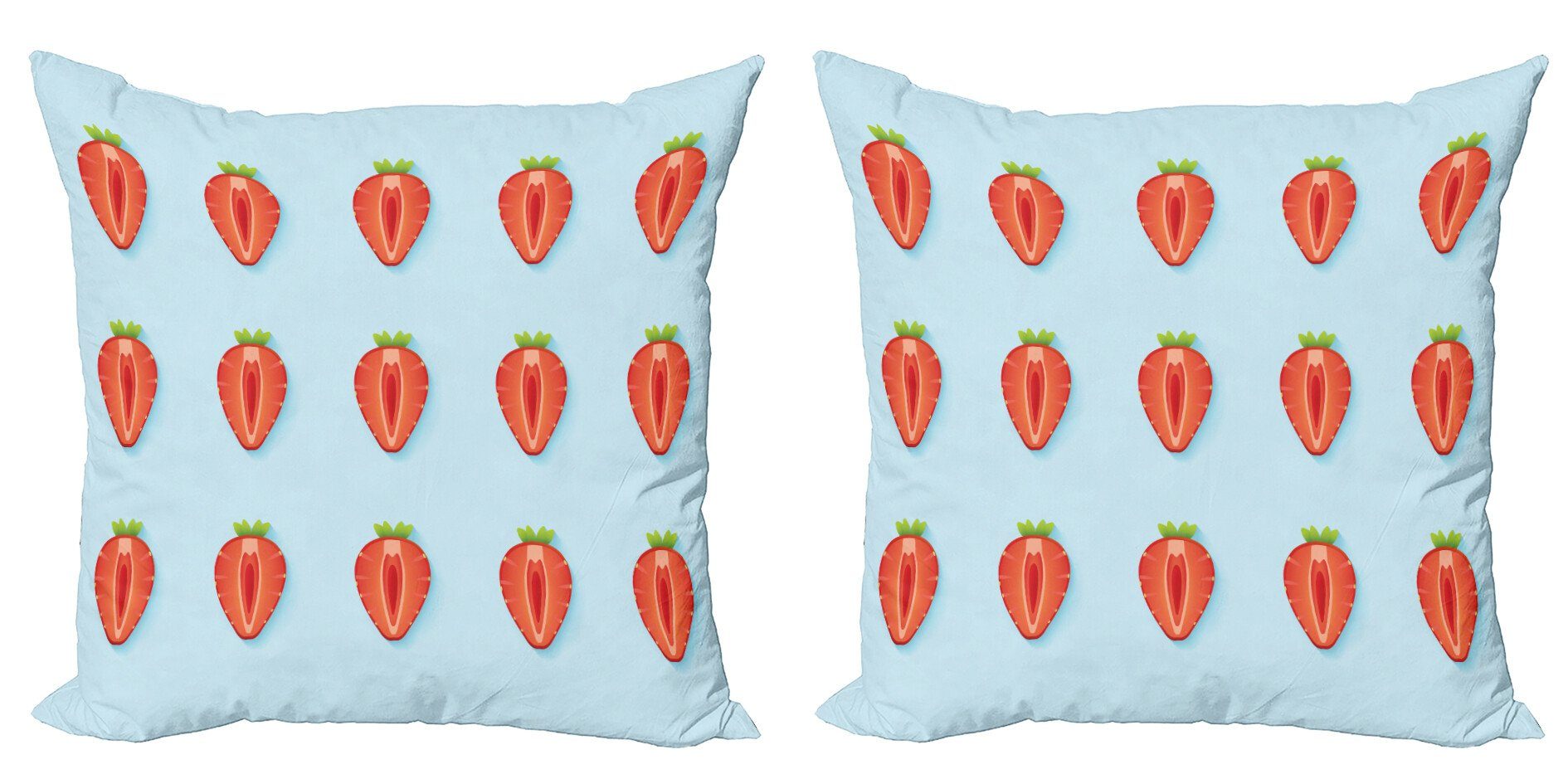 Kissenbezüge Modern Accent Doppelseitiger Digitaldruck, Abakuhaus (2 Stück), Früchte Symmetrische Halbierte Erdbeere