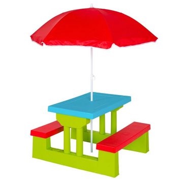 COIL Garten-Kindersitzgruppe Kindersitzgruppe,Picknickset,Kindertische,Gartentische,Kindersitzbank, Regenschirm, Material: PP + Stahl