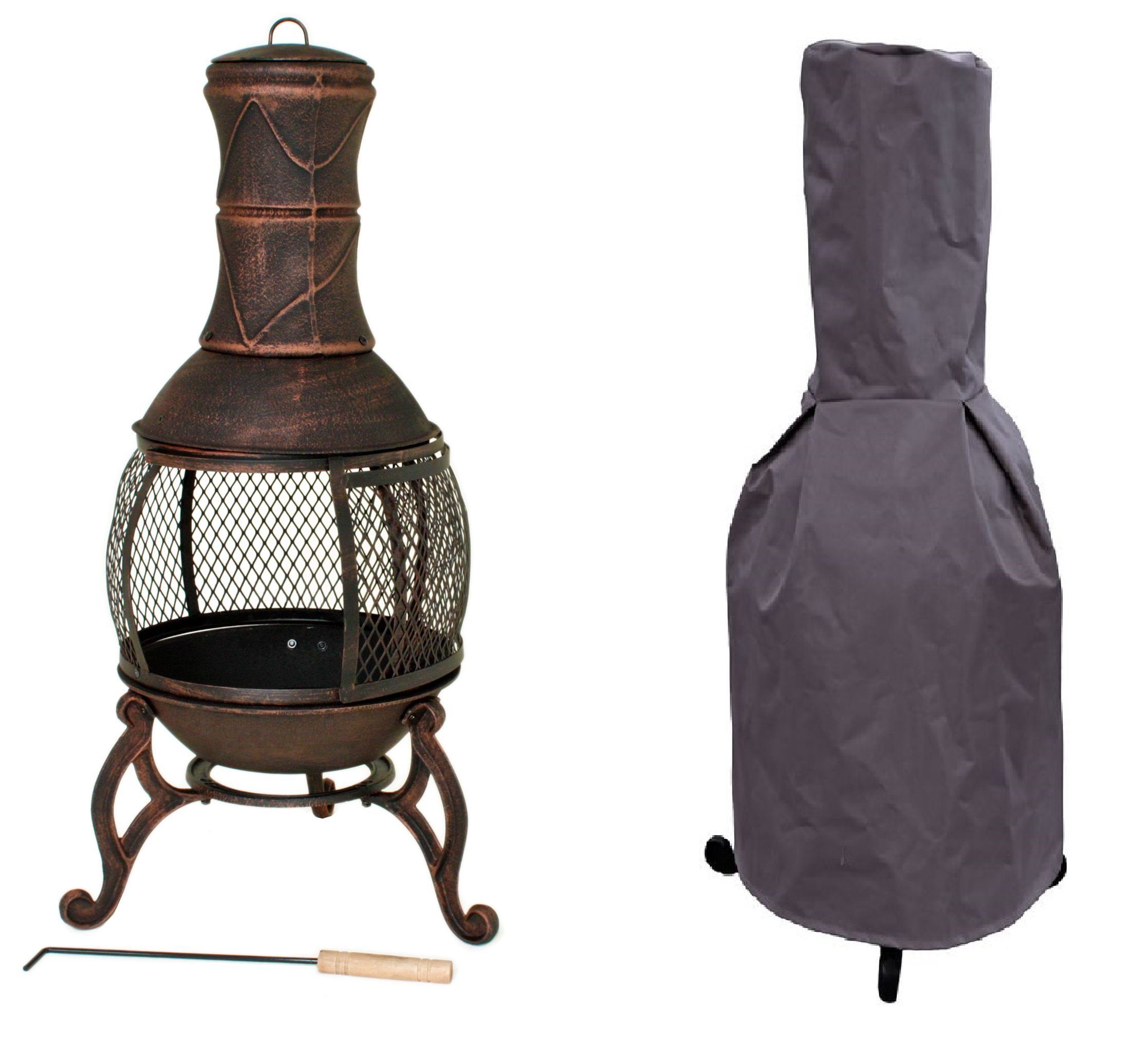 GartenHero Grillkamin Terrassenofen Gusseisen Abdeckhaube Gartenofen Gartenkamin Kamin