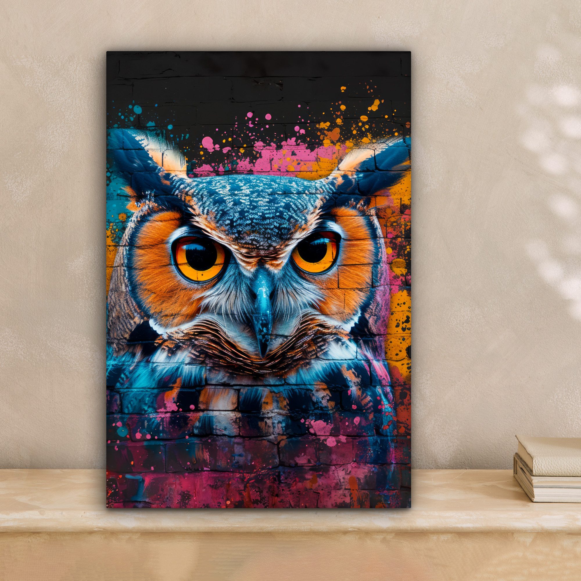 OneMillionCanvasses® Leinwandbild Eule - Vogel - Bunt - Graffiti - Kunst, F günstig online kaufen