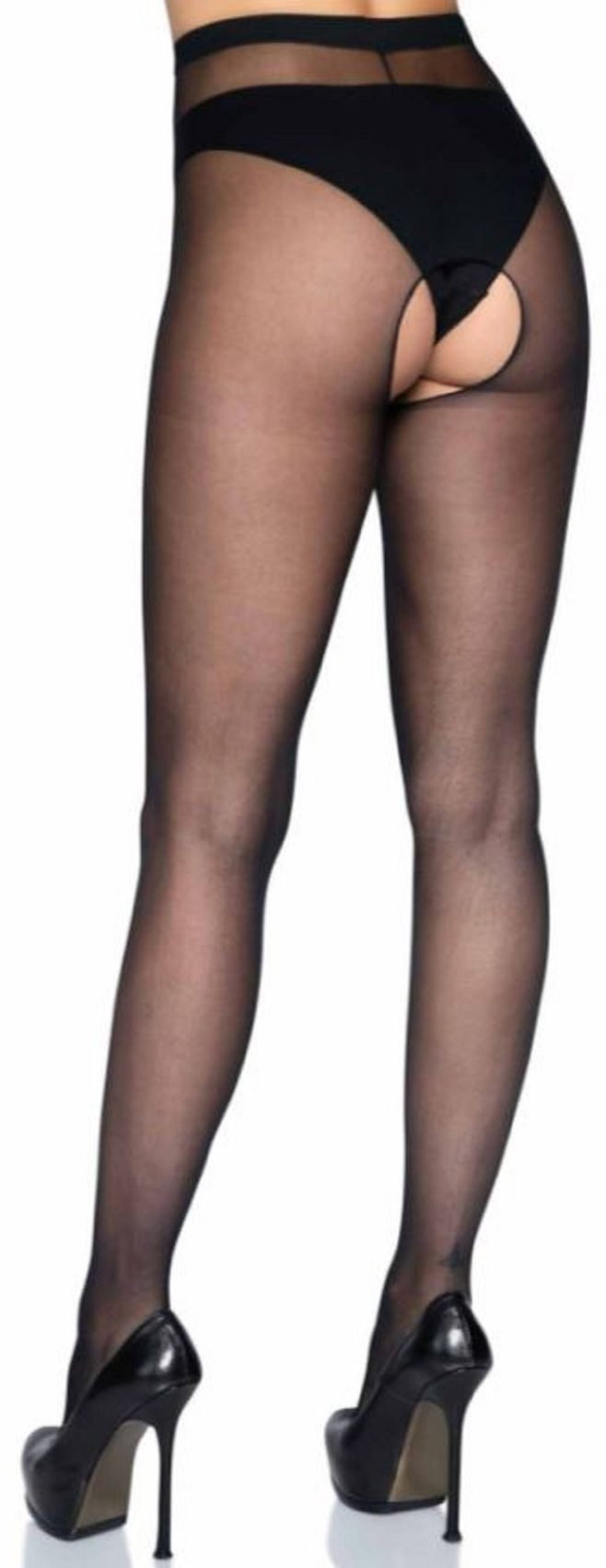 Leg Avenue Ouvert Strumpfhose Ouvert Strumpfhose offener Schritt schwarz transparent Gr. 36 bis 40 15 DEN