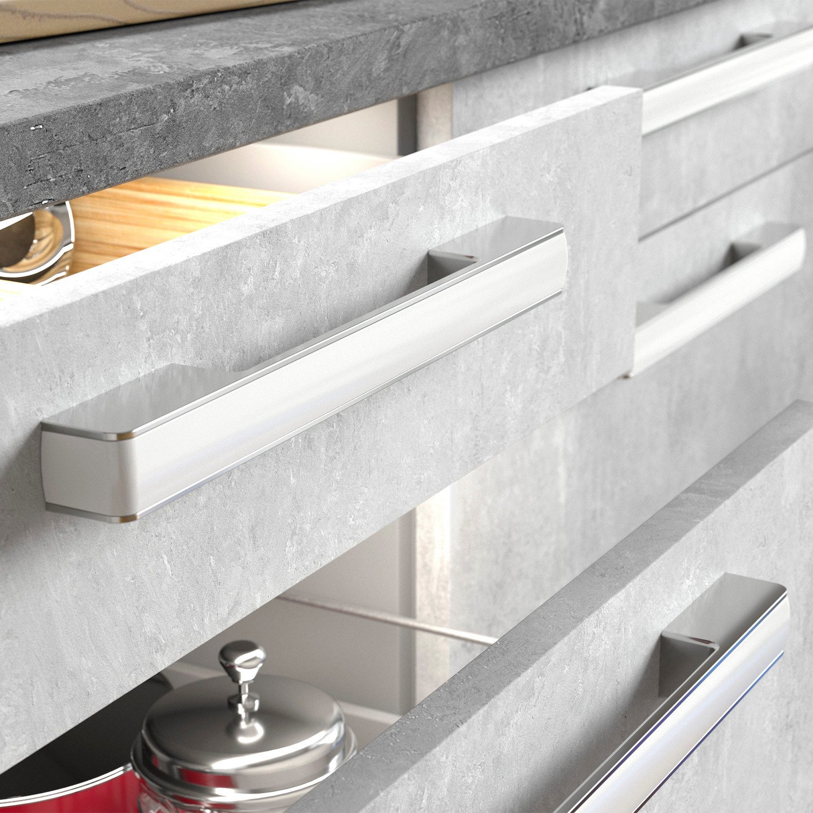 SO-TECH® Möbelgriff Bügelgriff LUISA BA 160/224 mm, inkl. Schrauben (1-St), weiß / Chrom von SCHÜCO ALU COMPETENCE