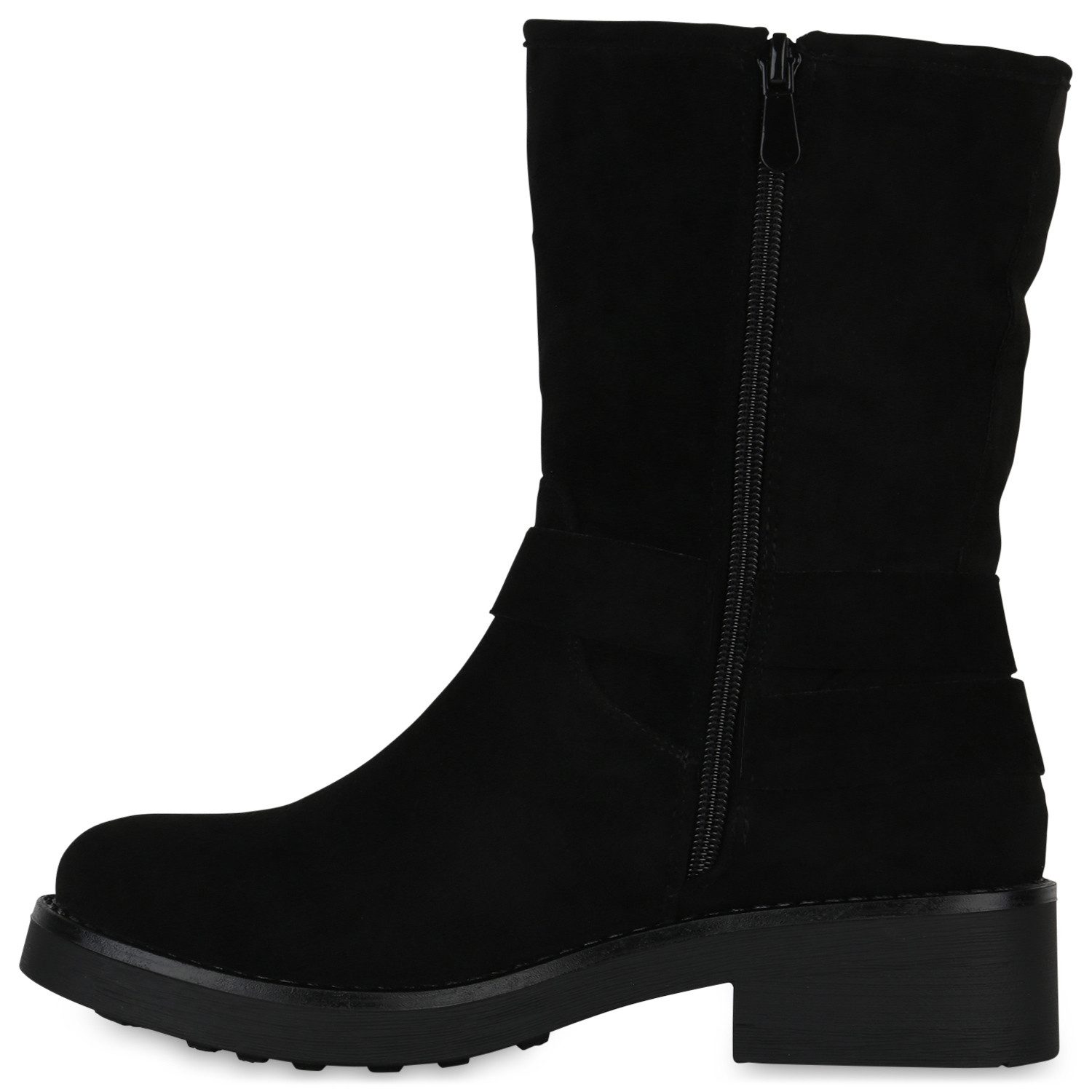 VAN HILL 840847 Stiefel Damen Leicht Gefütterte Bikerstiefel Schnallen Niet günstig online kaufen