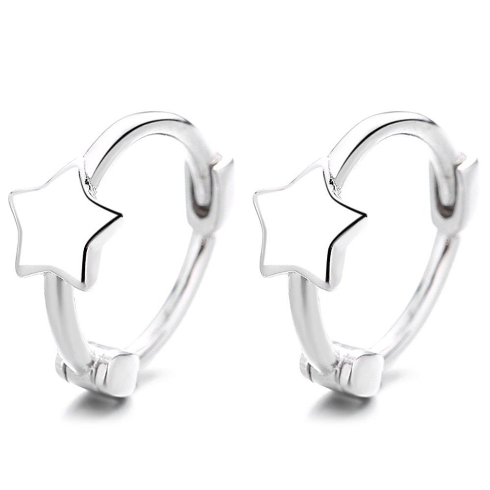 POCHUMIDUU Paar Ohrhänger 925 Sterling Silber Damen Ohrringe Intarsien Stern Ohrring Clips (2-tlg., Hypoallergen), Geeignet für Freunde Freundinnen silbrig
