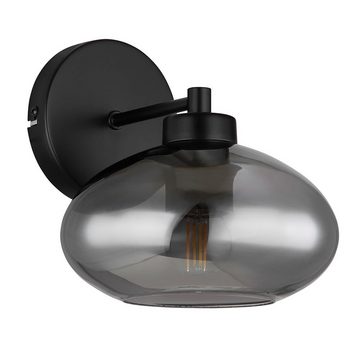 etc-shop Wandleuchte, Leuchtmittel nicht inklusive, Wandleuchte Flurlampe schwarz Treppenhausleuchte Glas rauch E27
