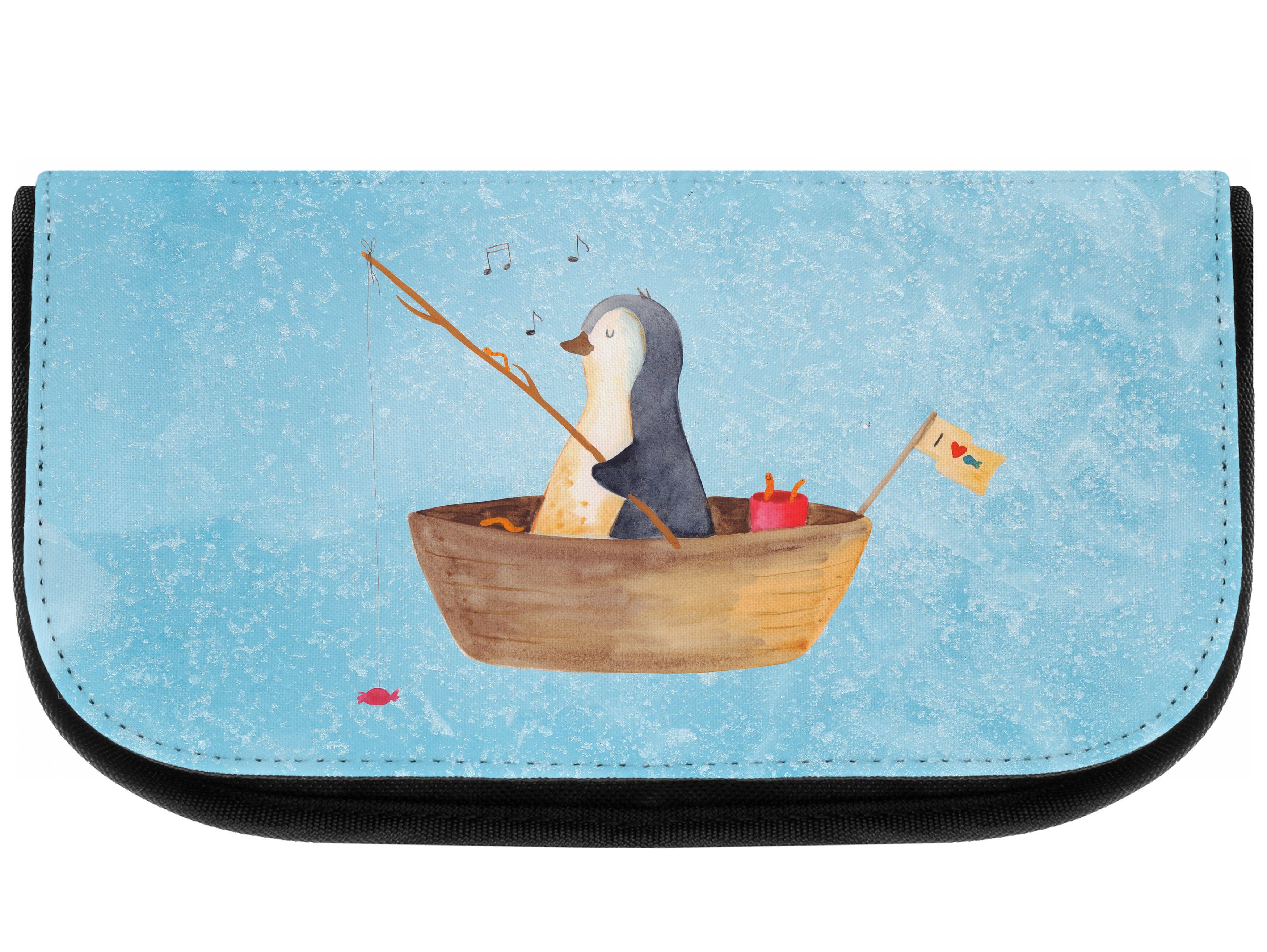 Mr. & Mrs. Panda Kosmetiktasche Pinguin Angelboot - Eisblau - Geschenk, Kulturbeutel, verträumt, Kosm (1-tlg)