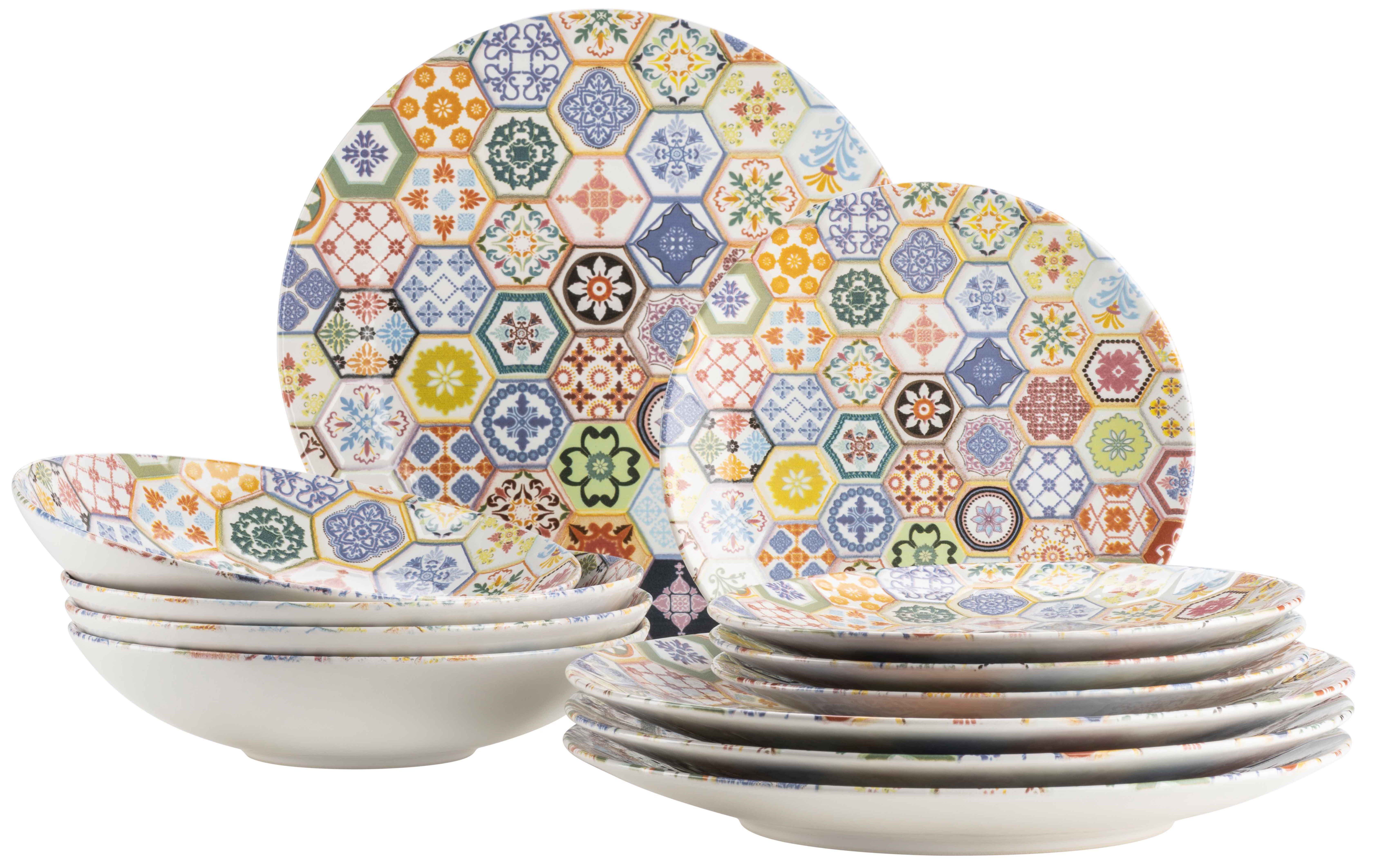 MÄSER Tafelservice AMARANTE, Geschirr-Set, Keramik (12-tlg), 4 Personen, Keramik, Teller Set