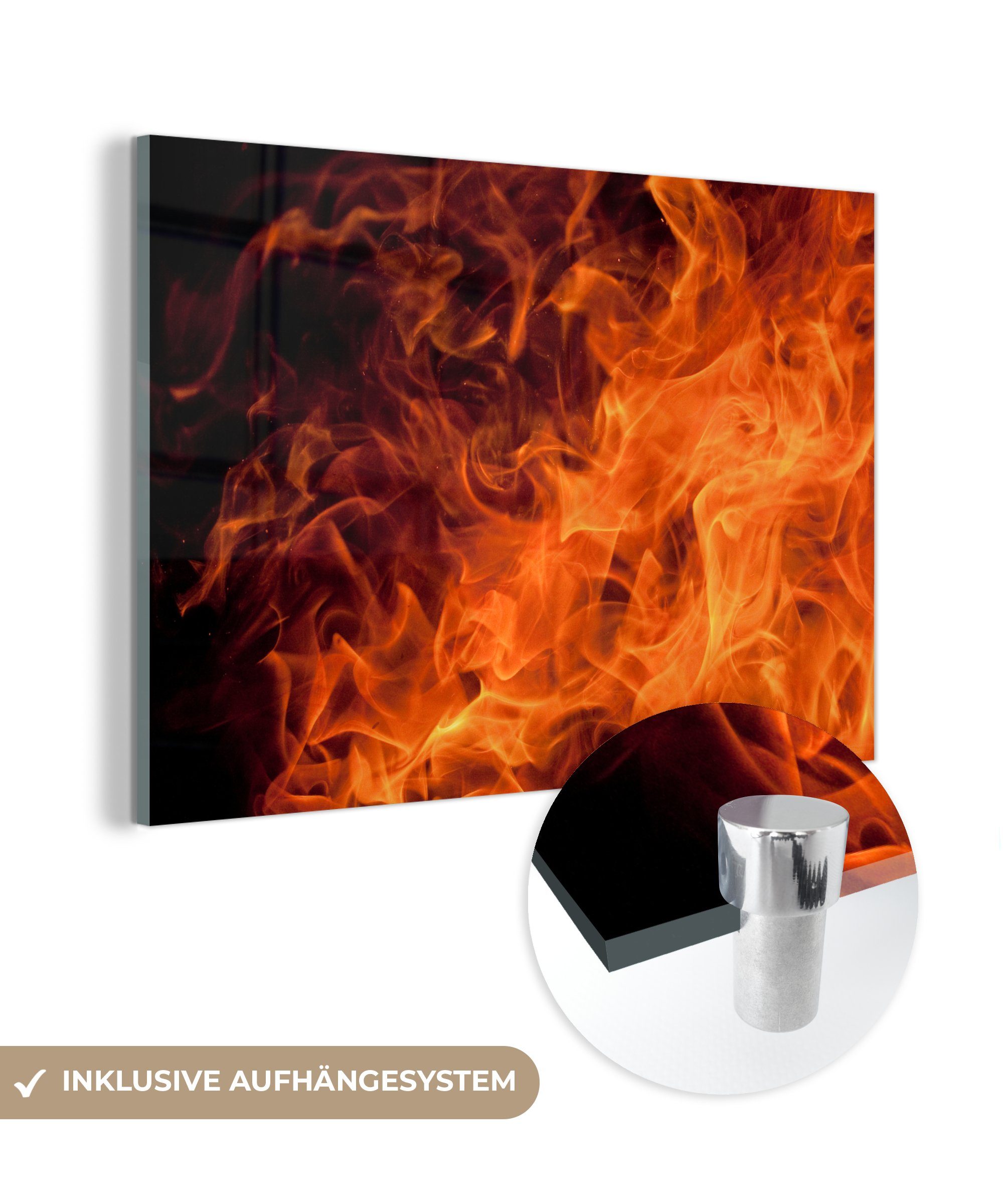 MuchoWow Acrylglasbild Nahaufnahme der Flammen, (1 St), Acrylglasbilder Wohnzimmer & Schlafzimmer
