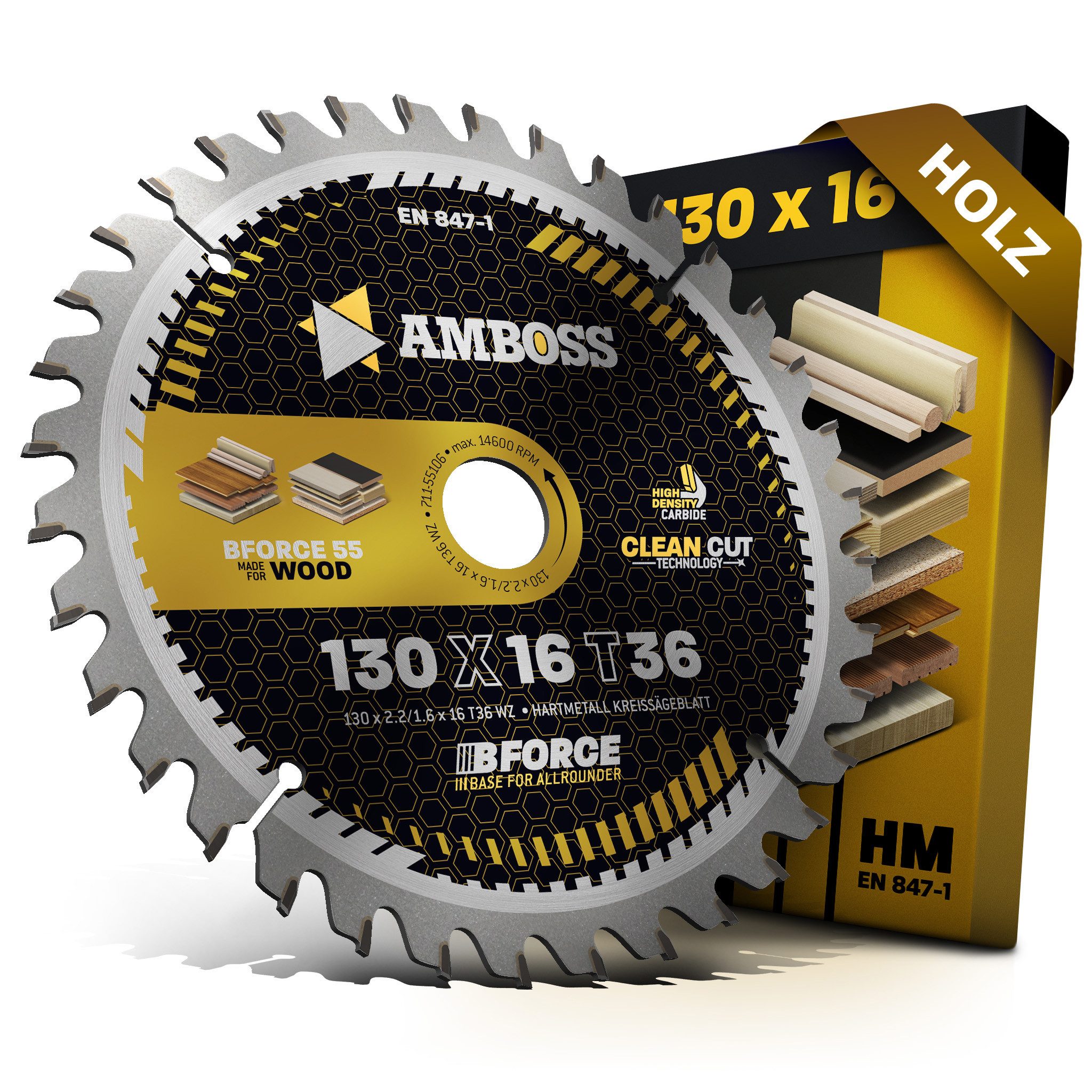 Amboss Werkzeuge Kreissägeblatt HM Kreissägeblatt - 130 x 2.2/1.6 x 16 Z36 WZ