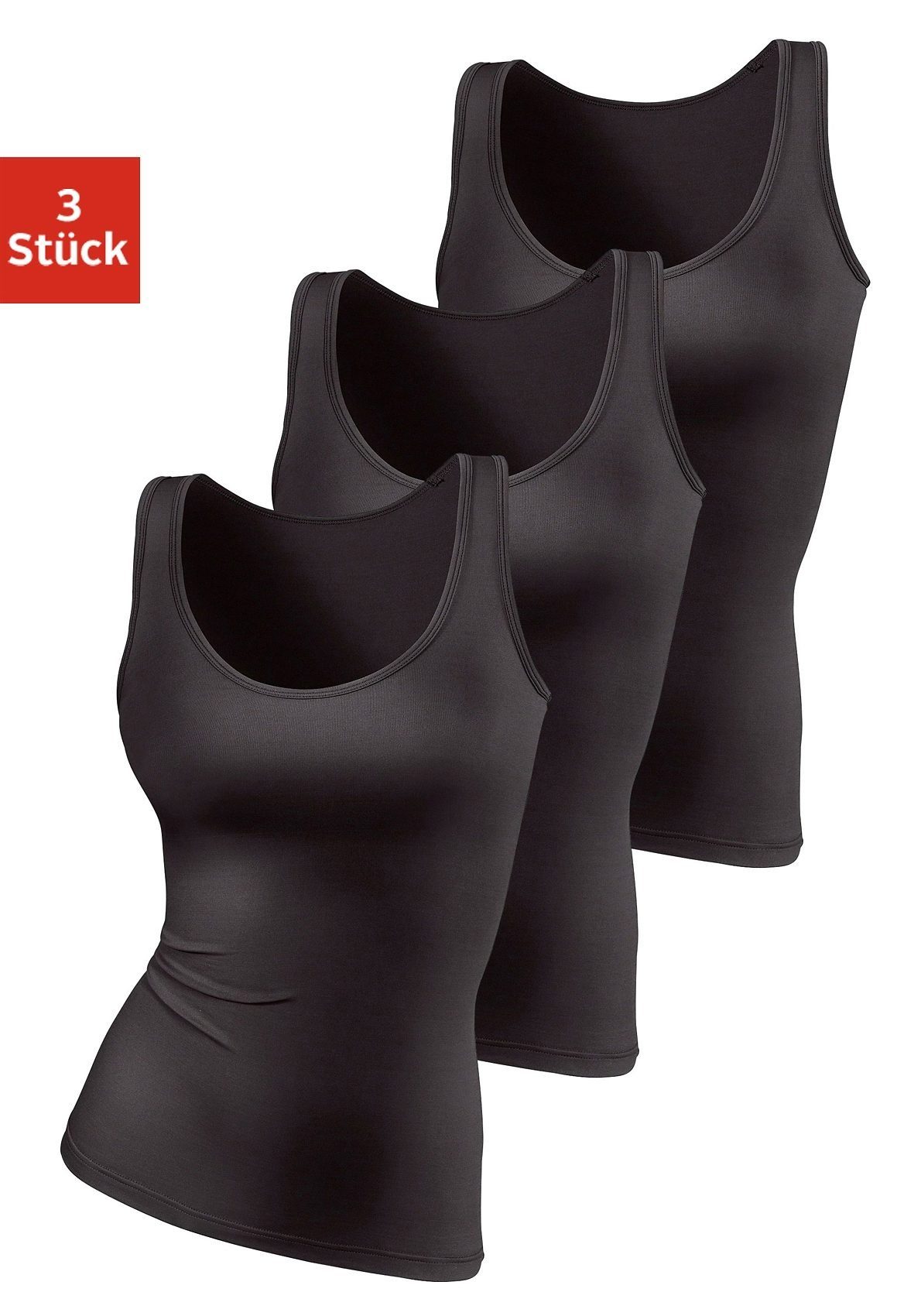 Vivance Active by Lascana Unterhemd (3er-Pack) aus weicher Microfaser, Tanktop, Unterziehshirt