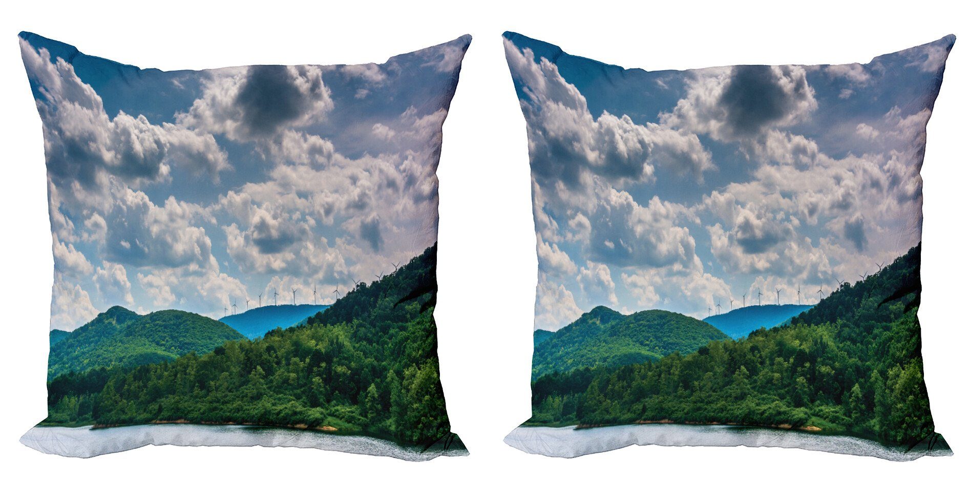 Kissenbezüge Modern Accent Doppelseitiger Digitaldruck, Abakuhaus (2 Stück), Appalachian Windmühlen auf die Berge